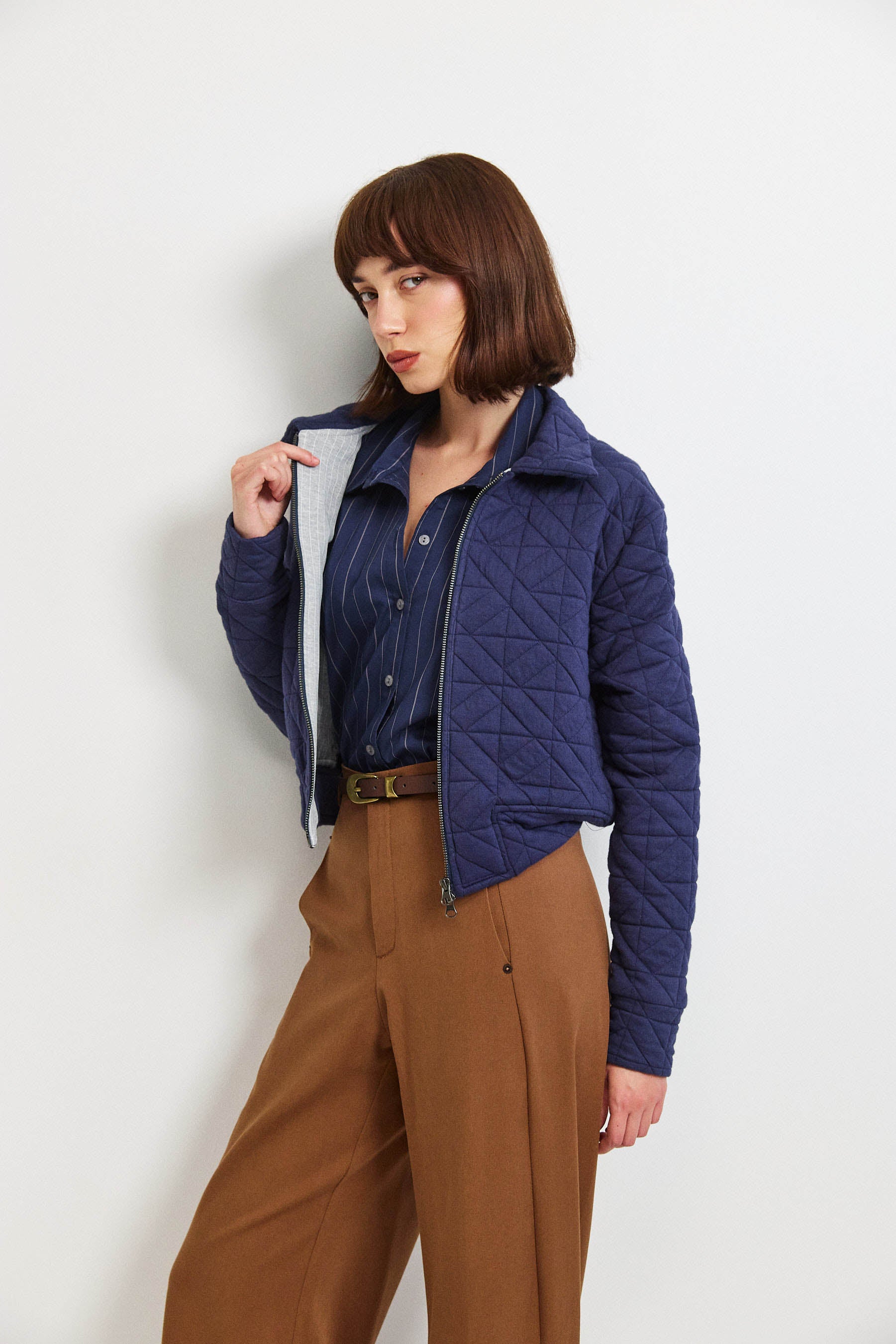 ג'קט קנדי קצר נייבי