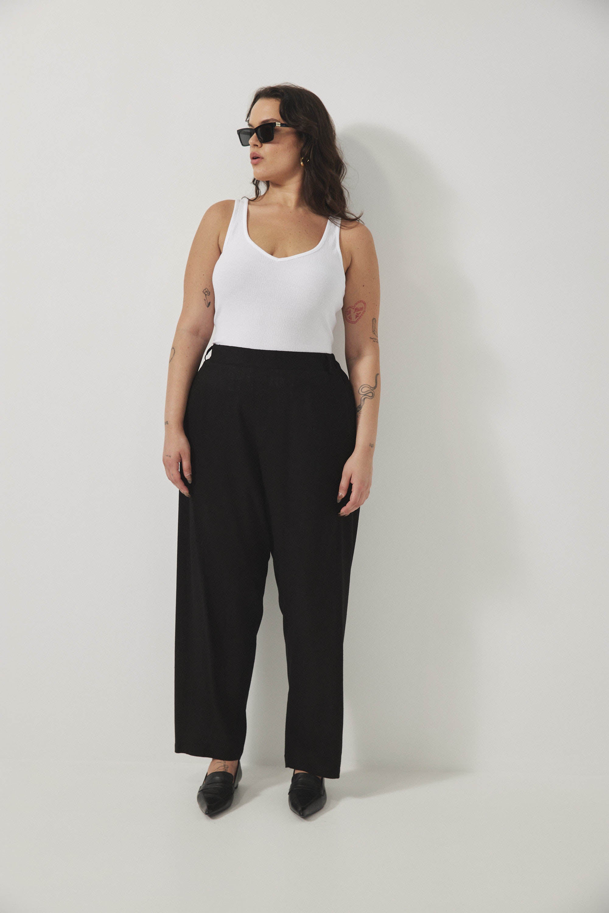 מכנסי מקס פשתן שחור