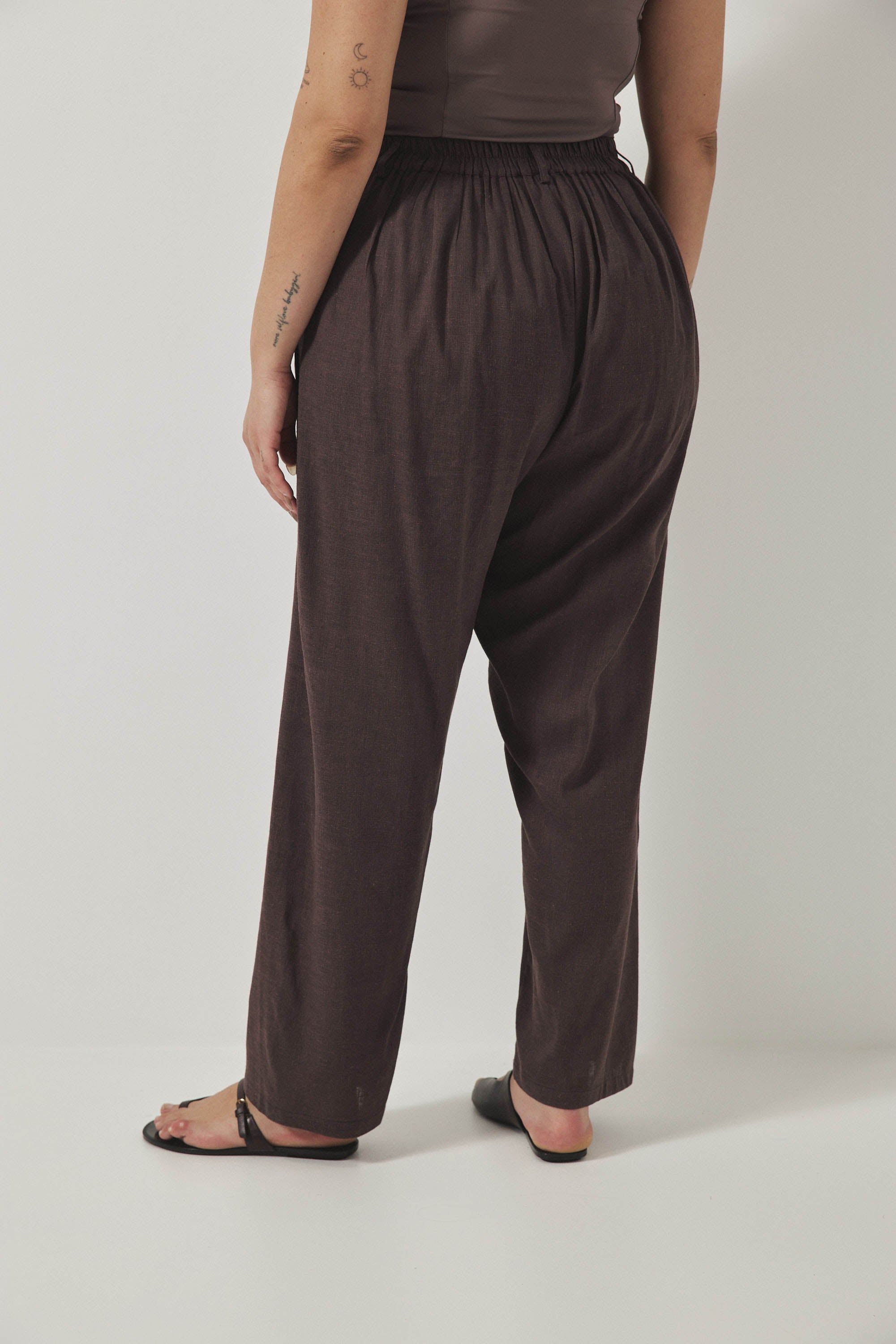 מכנסי מקס פשתן חום