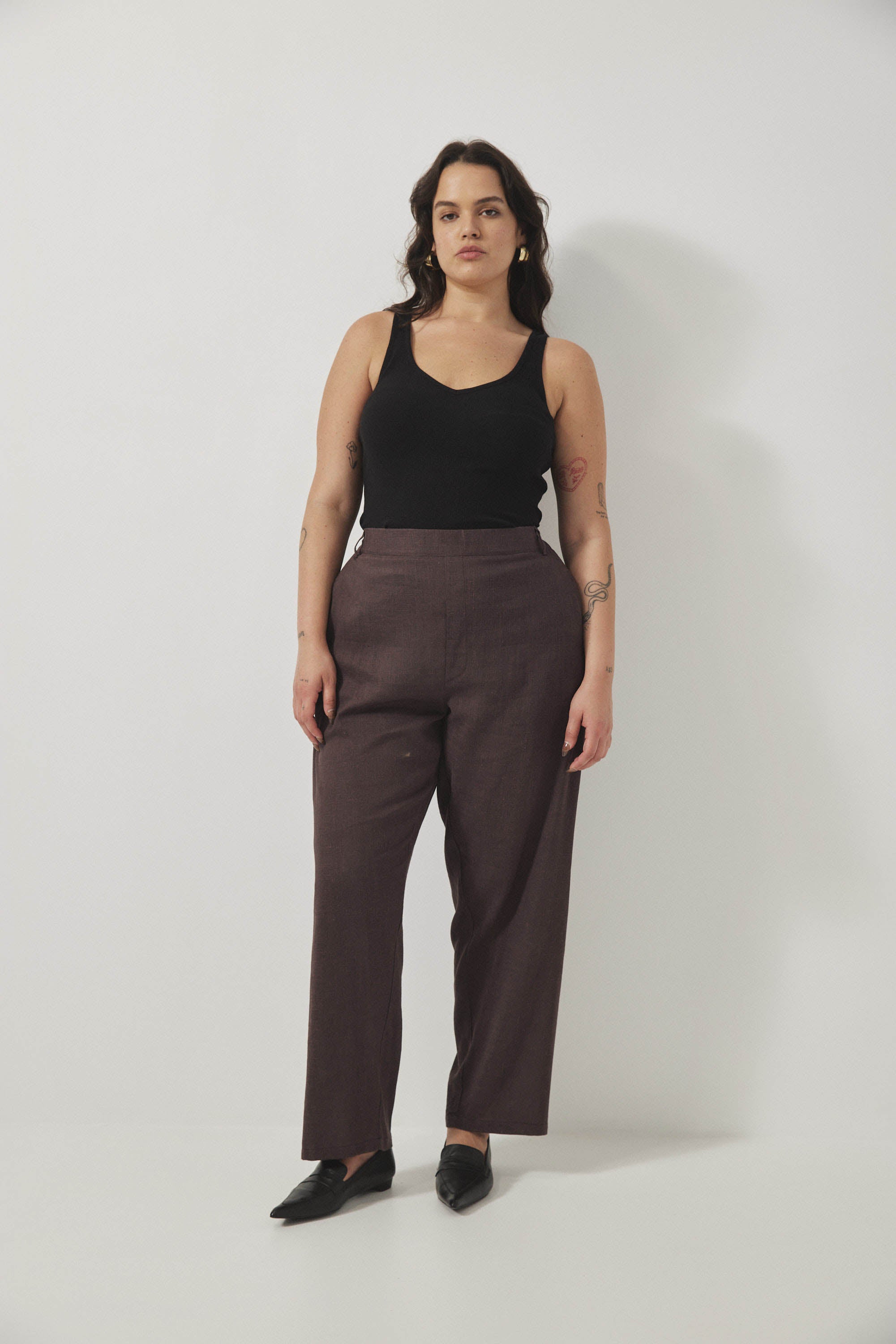 מכנסי מקס פשתן חום