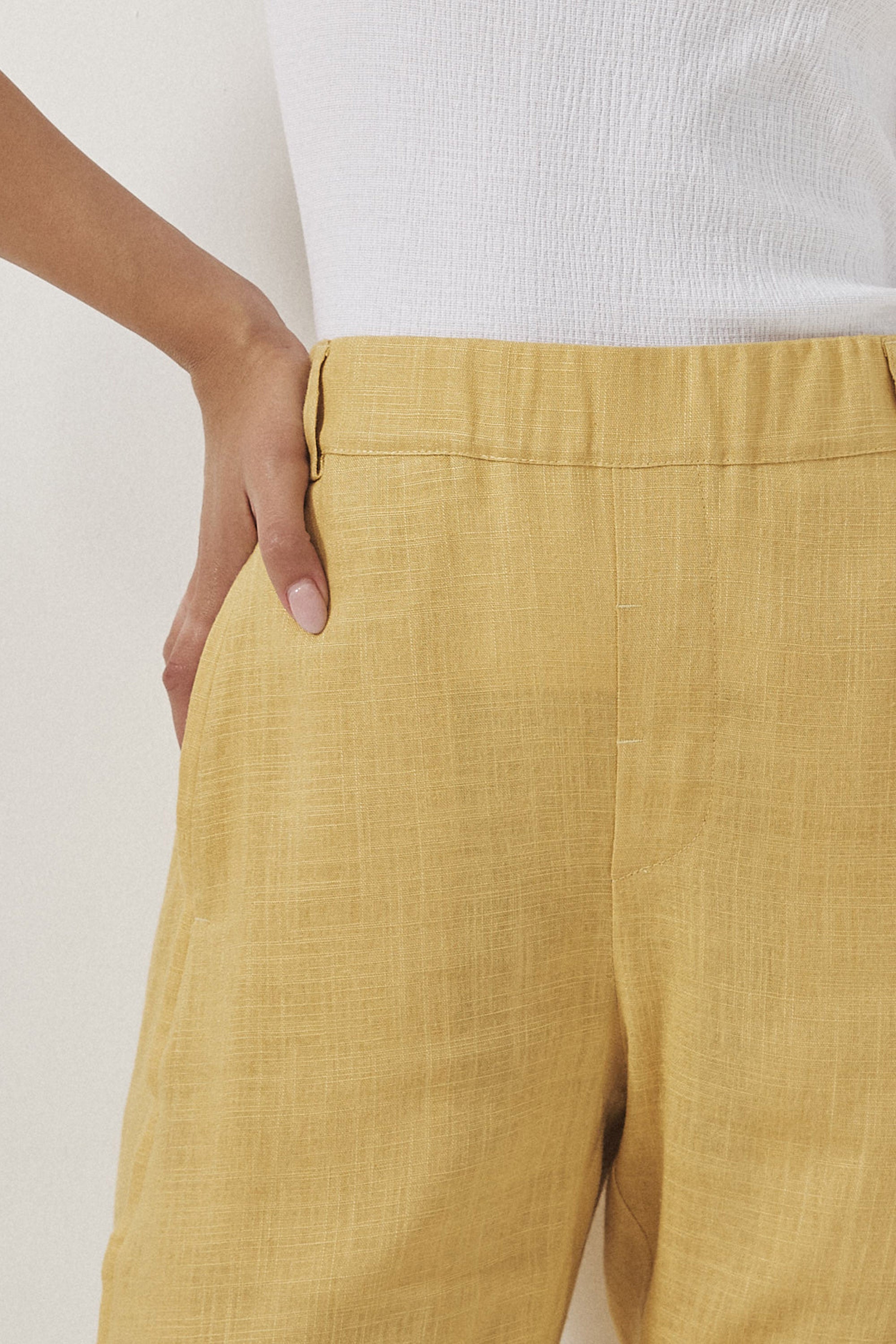 מכנסי מקס פשתן חמאה