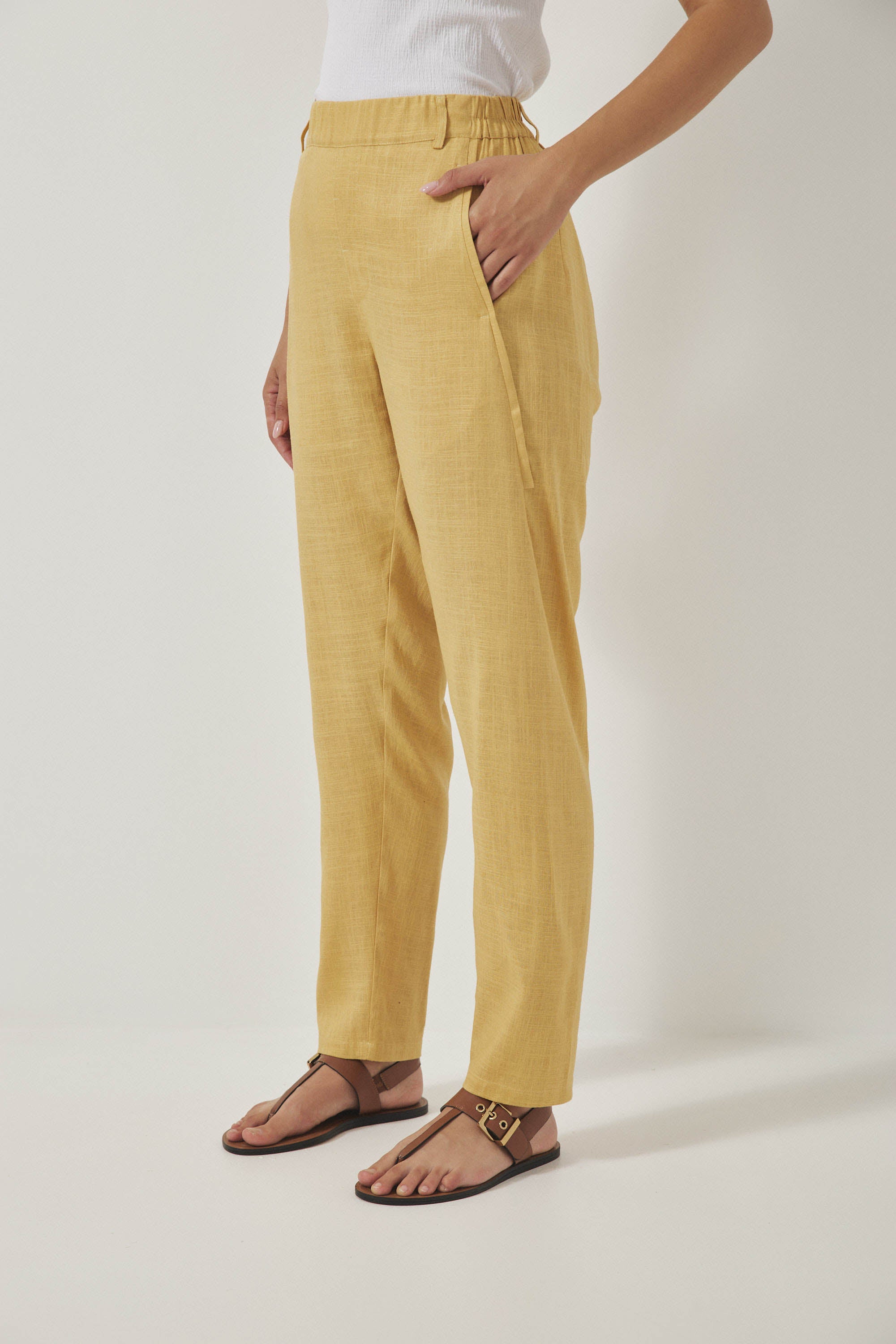 מכנסי מקס פשתן חמאה