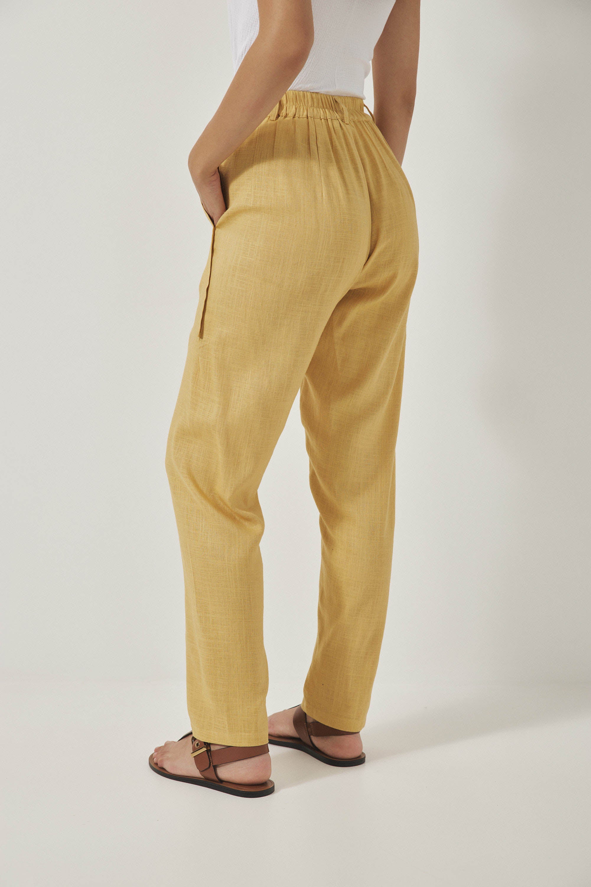 מכנסי מקס פשתן חמאה