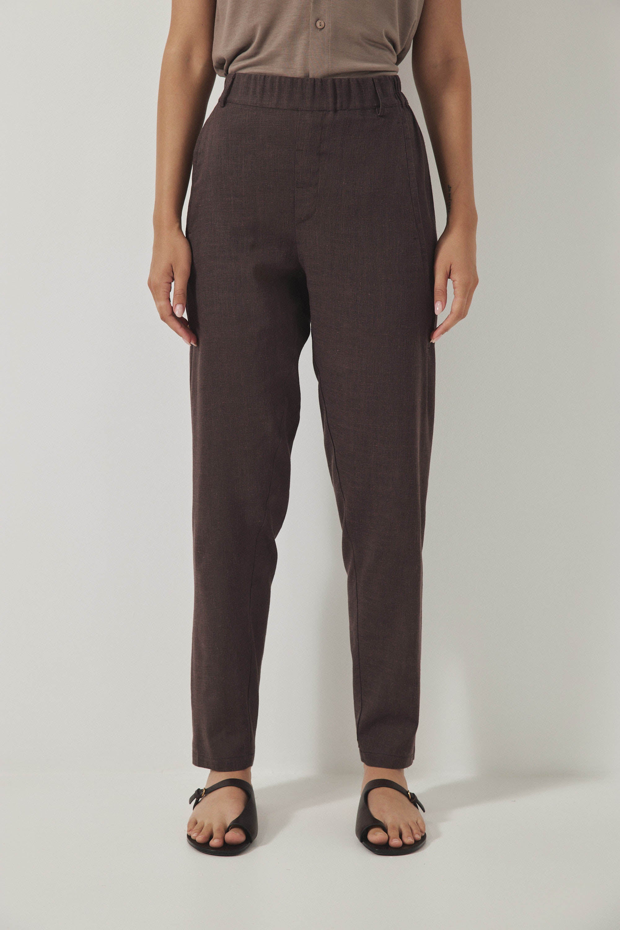 מכנסי מקס פשתן חום