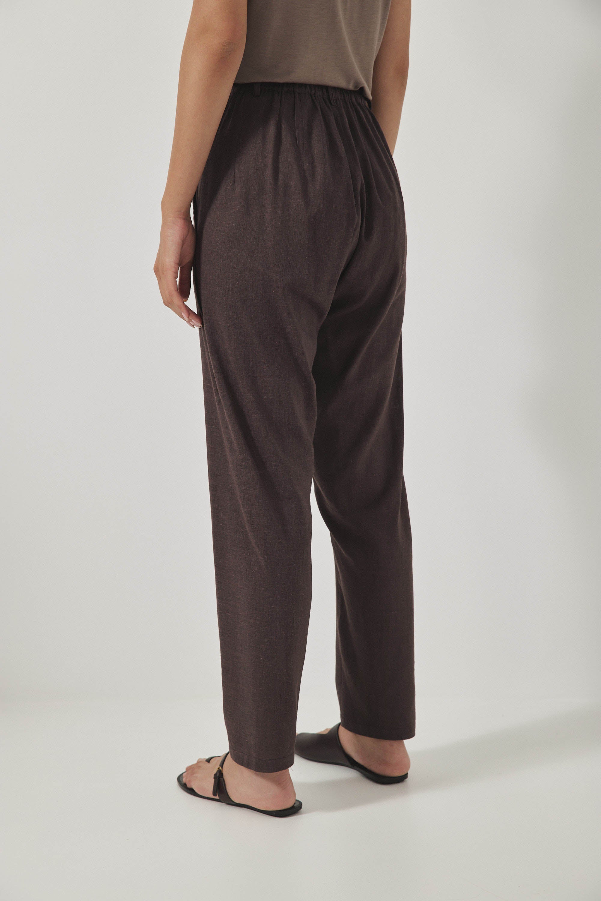 מכנסי מקס פשתן חום