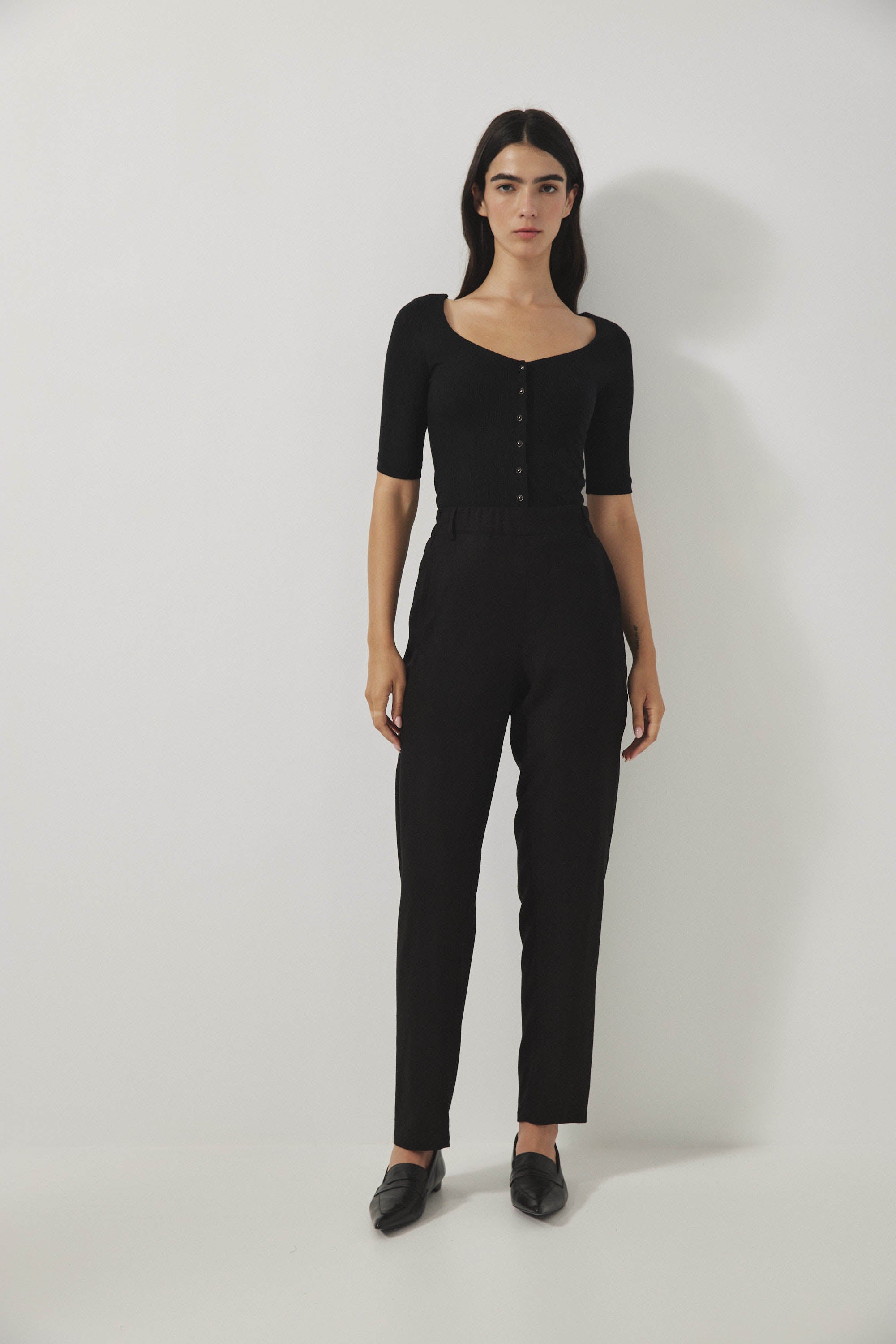 מכנסי מקס פשתן שחור