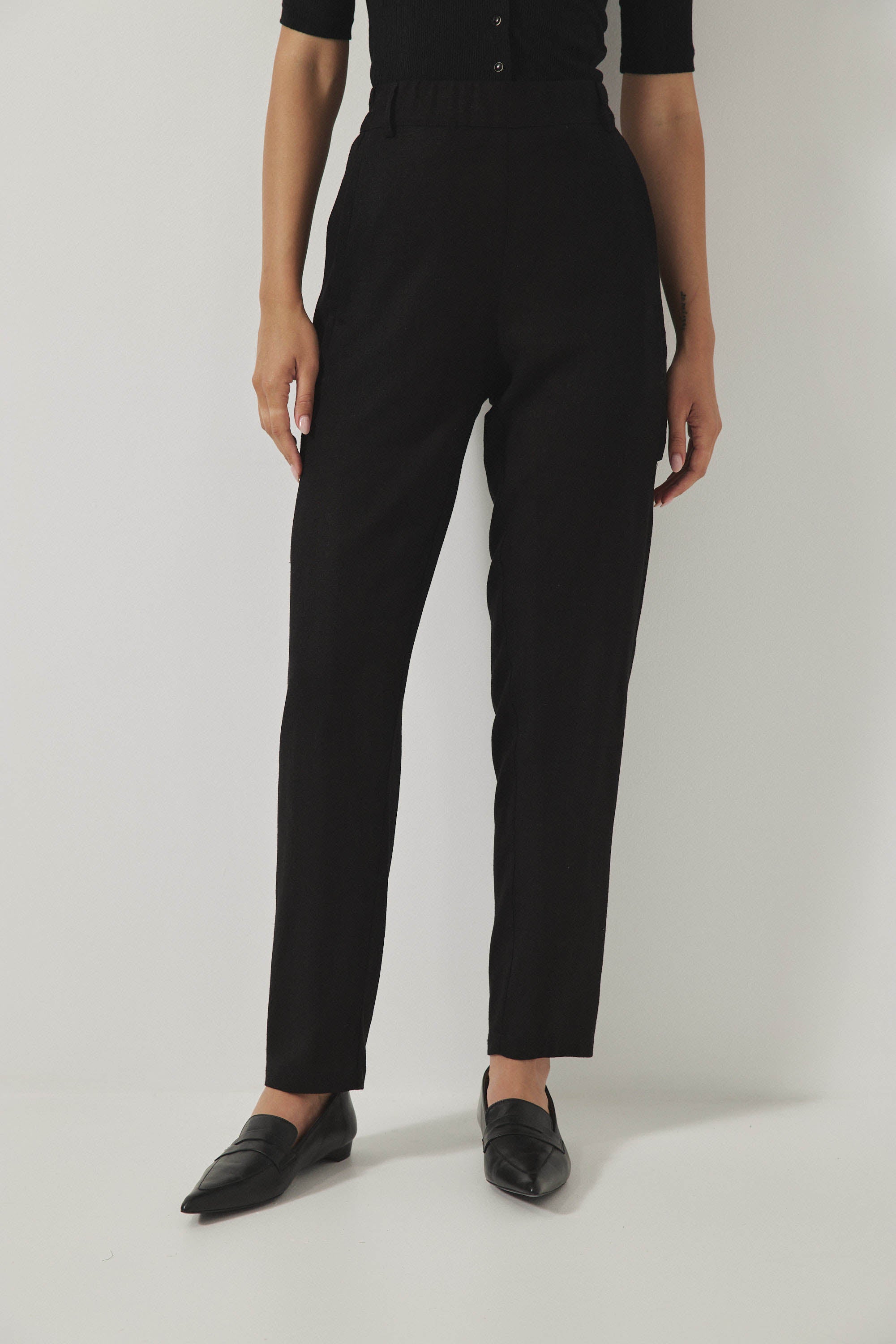 מכנסי מקס פשתן שחור