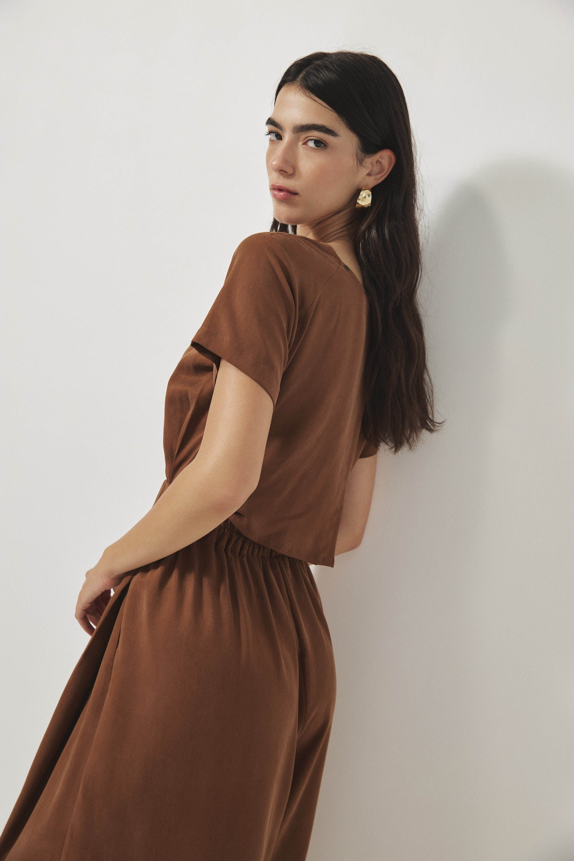 אוברול רית׳ם שרוול קצר קרמל