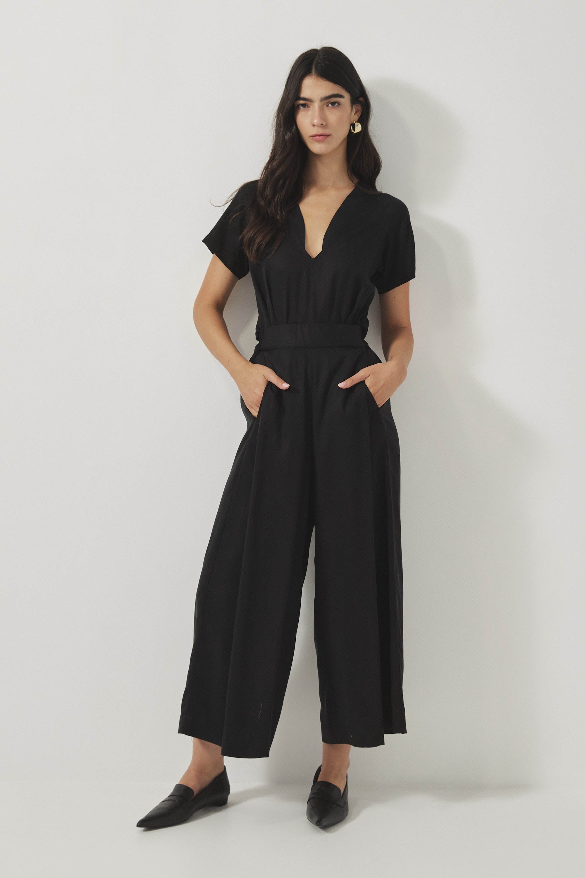 אוברול רית׳ם שרוול קצר שחור