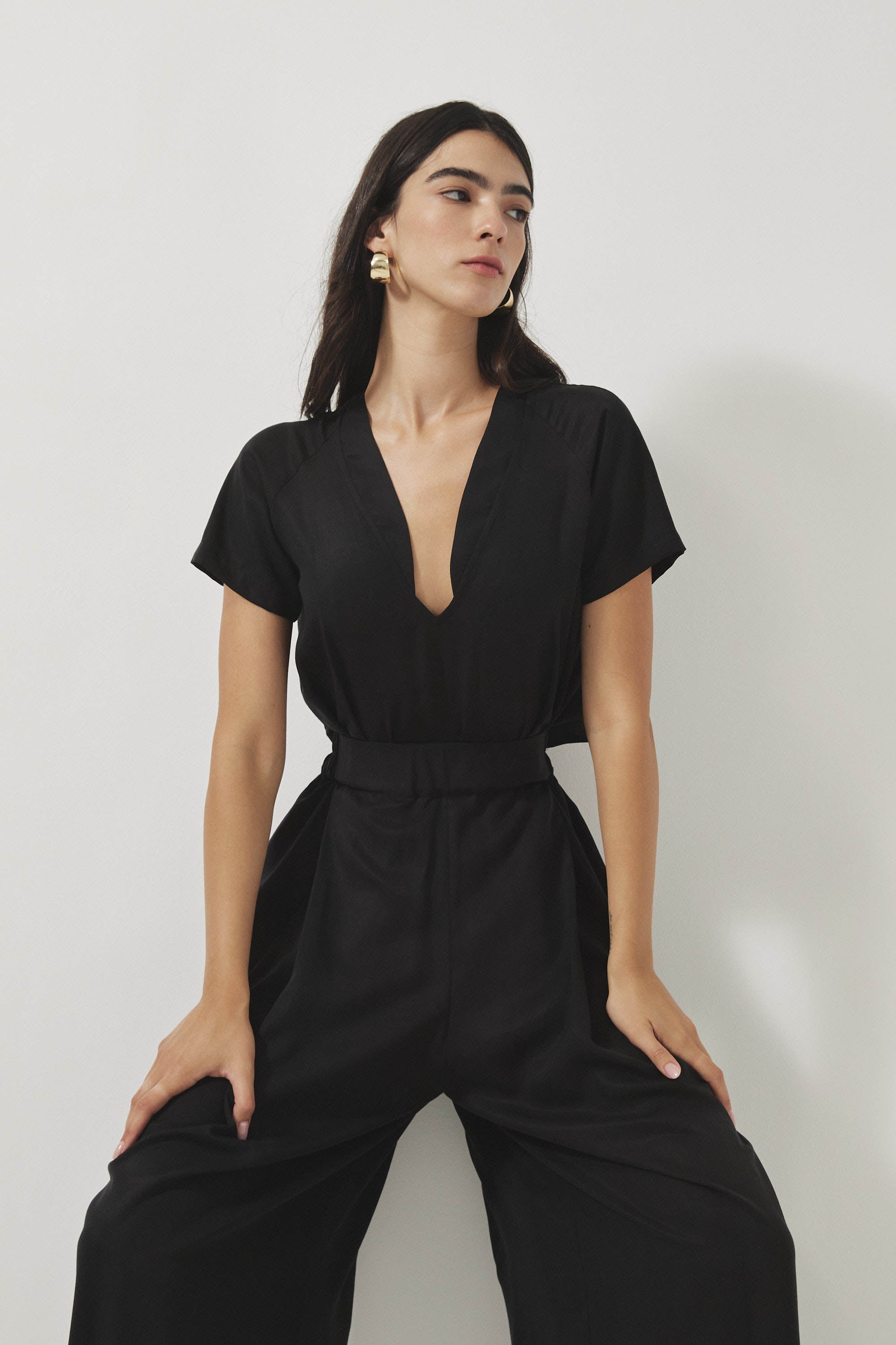 אוברול רית׳ם שרוול קצר שחור