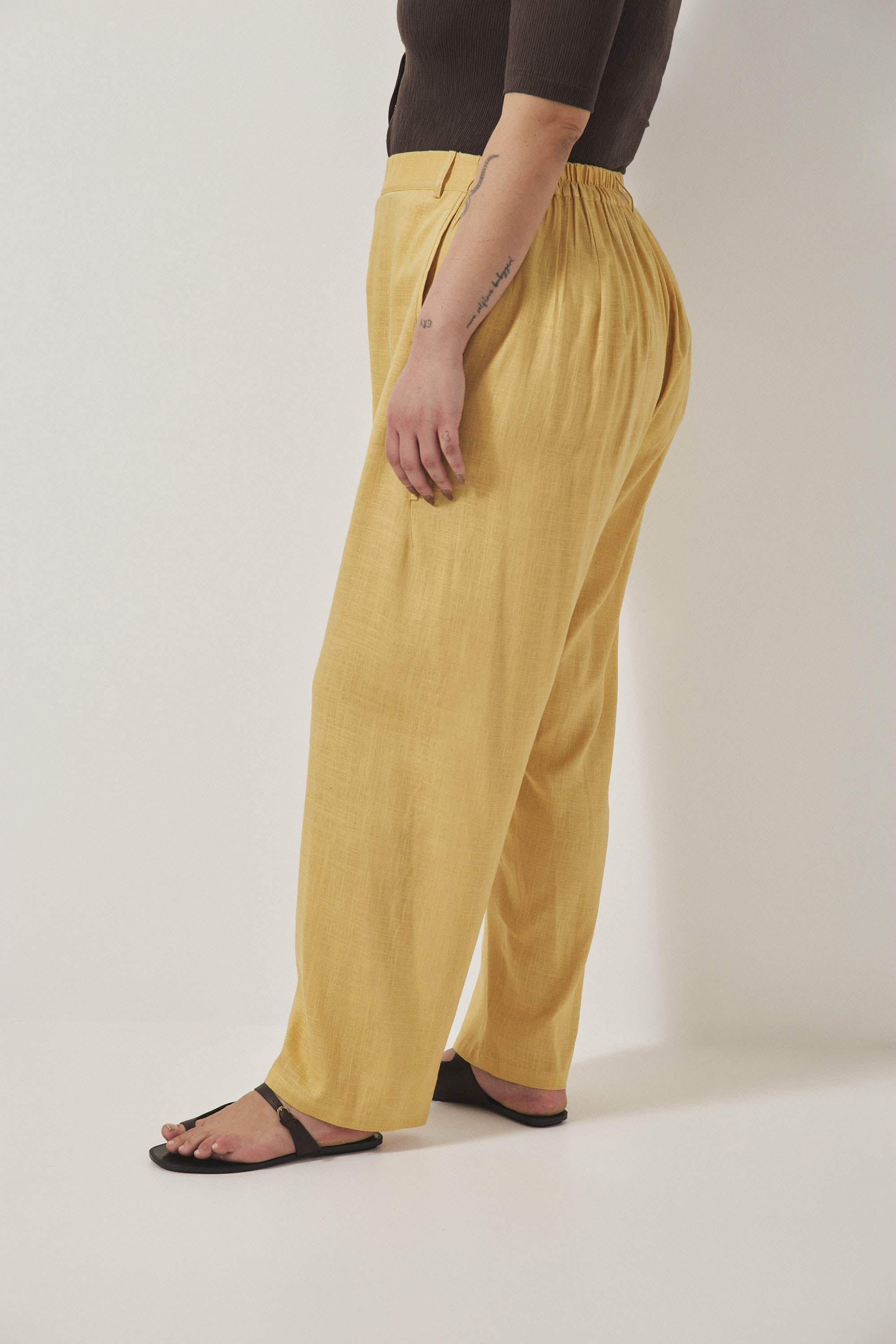 מכנסי מקס פשתן חמאה