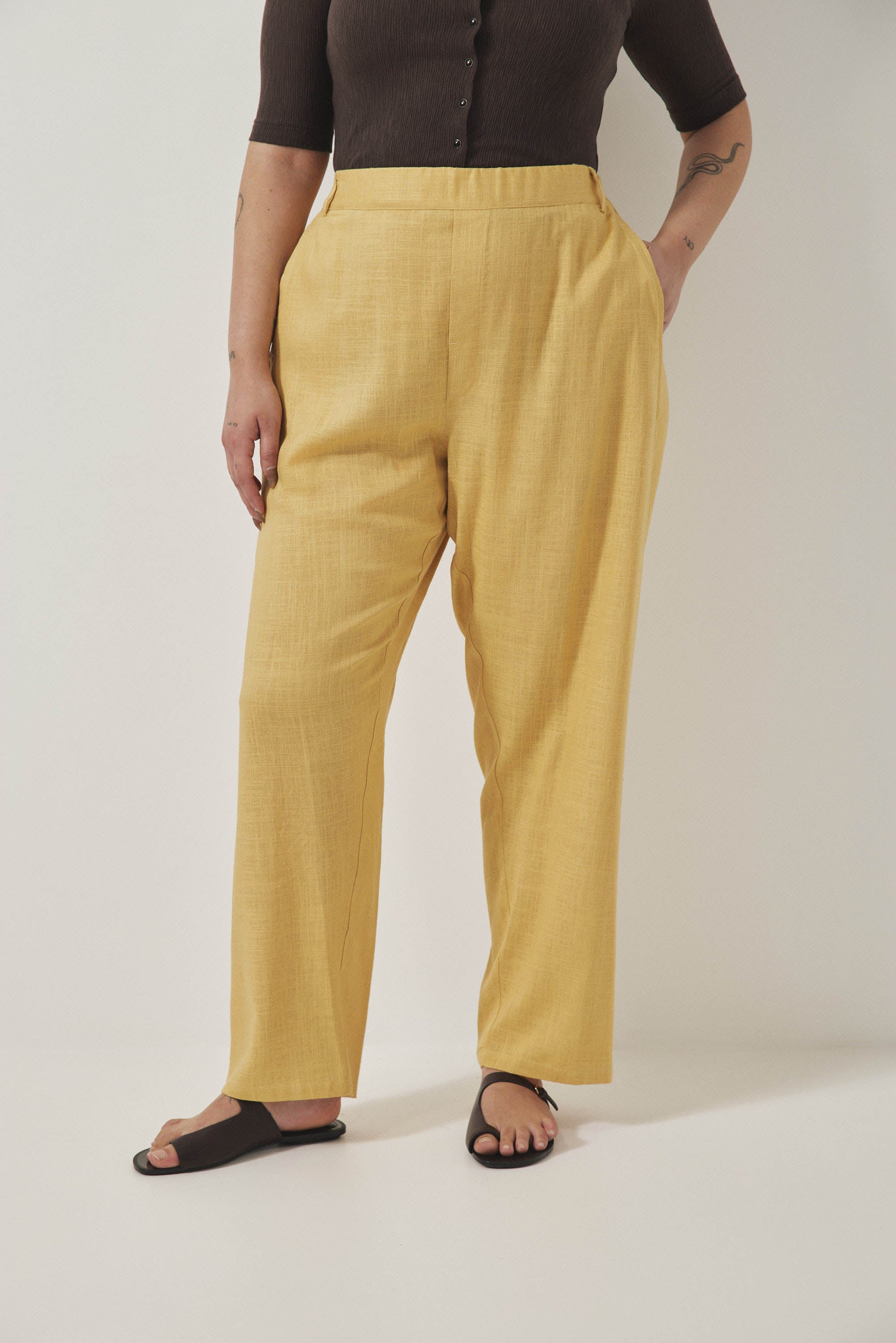 מכנסי מקס פשתן חמאה