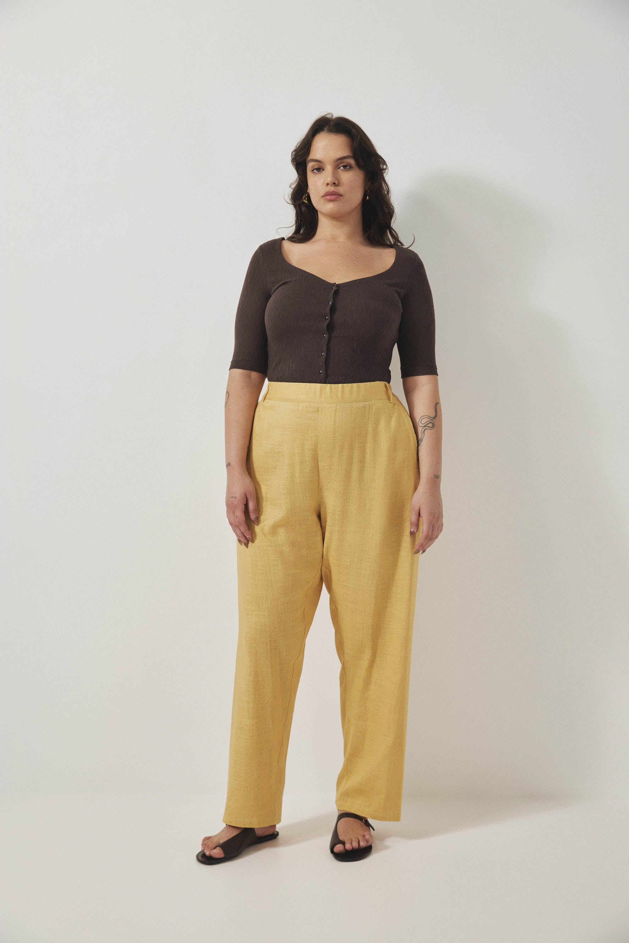 מכנסי מקס פשתן חמאה