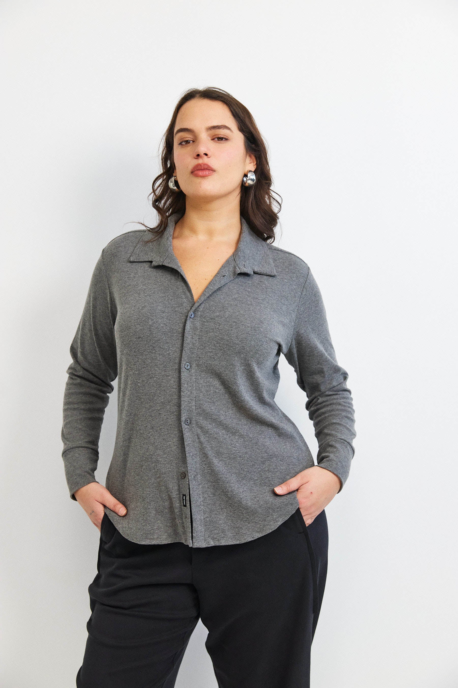 חולצת פָה סריג אפור מרנגו