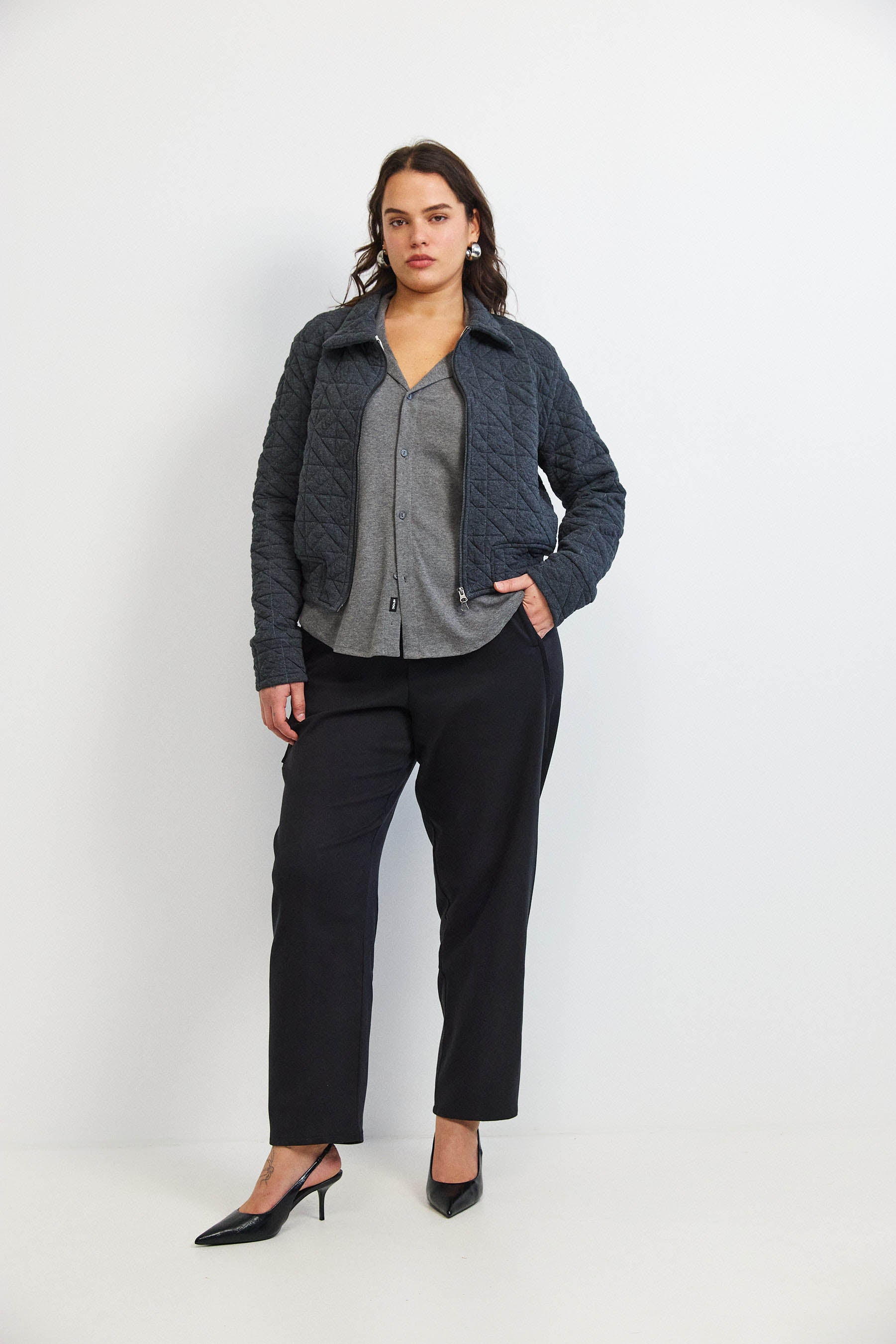 ג'קט קנדי קצר אפור