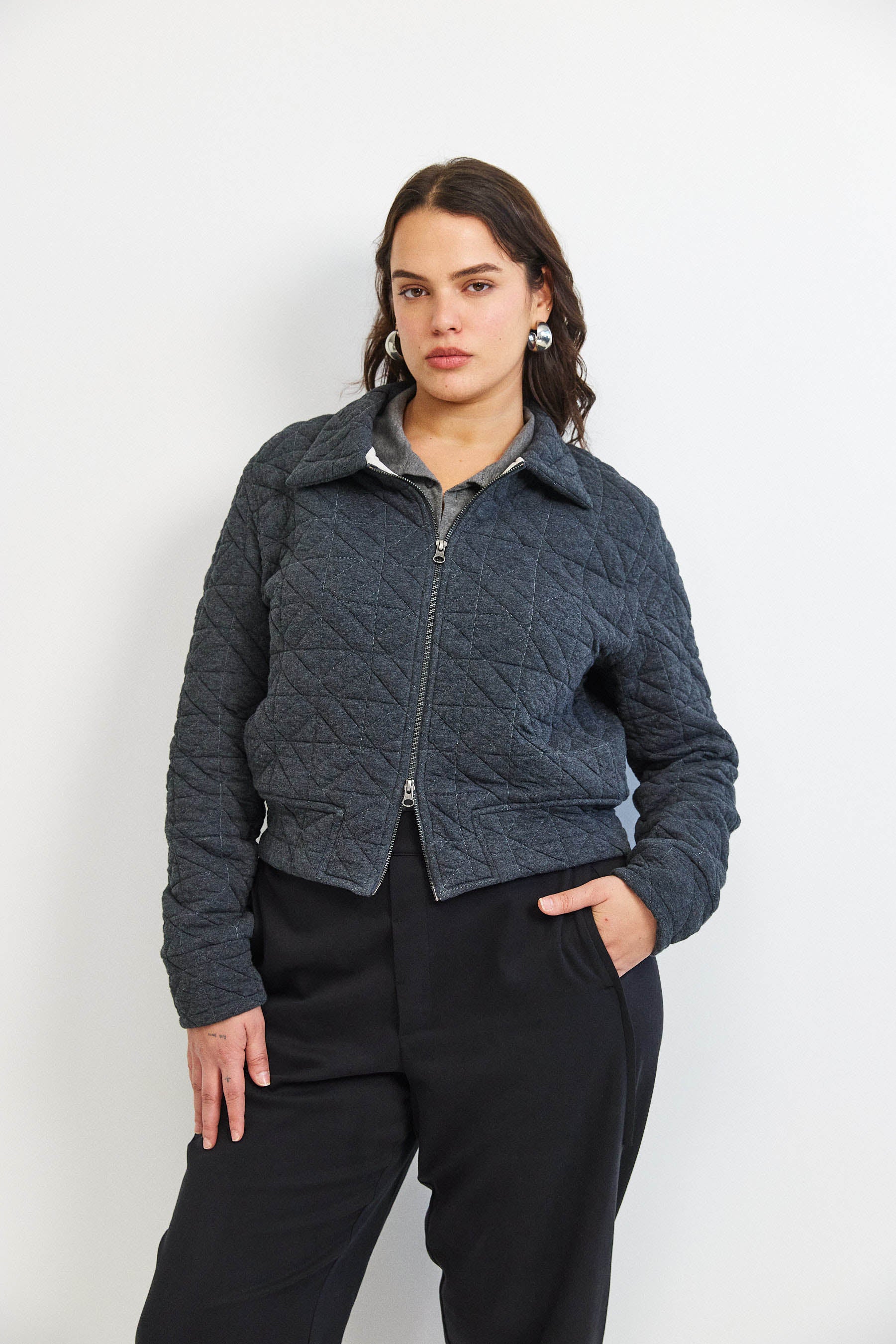 ג'קט קנדי קצר אפור