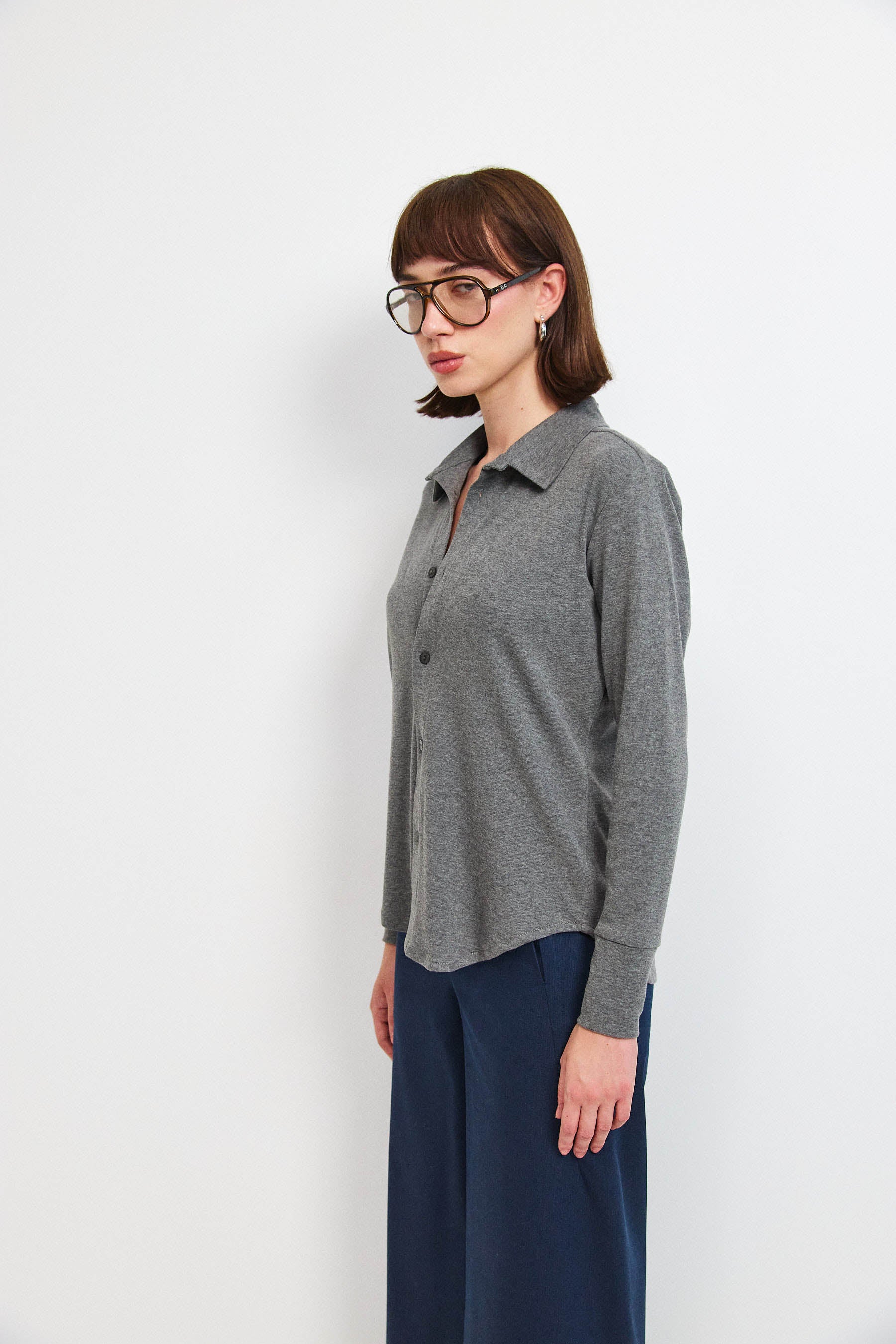 חולצת פָה סריג אפור מרנגו