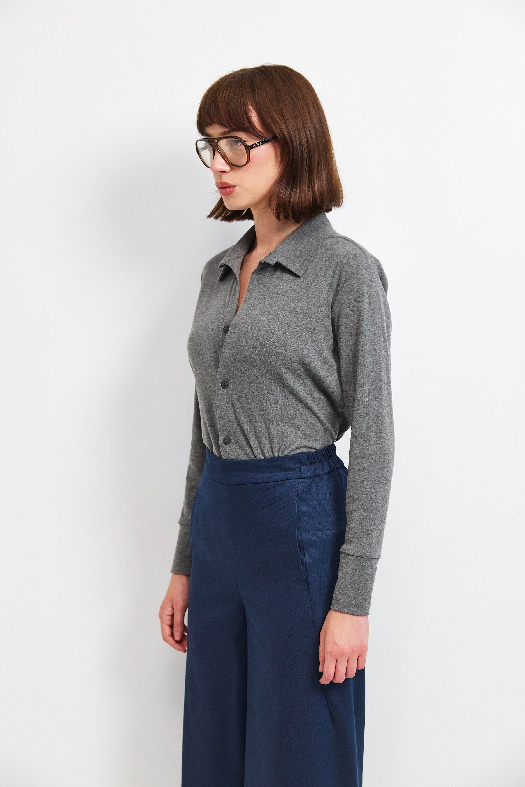 חולצת פָה סריג אפור מרנגו