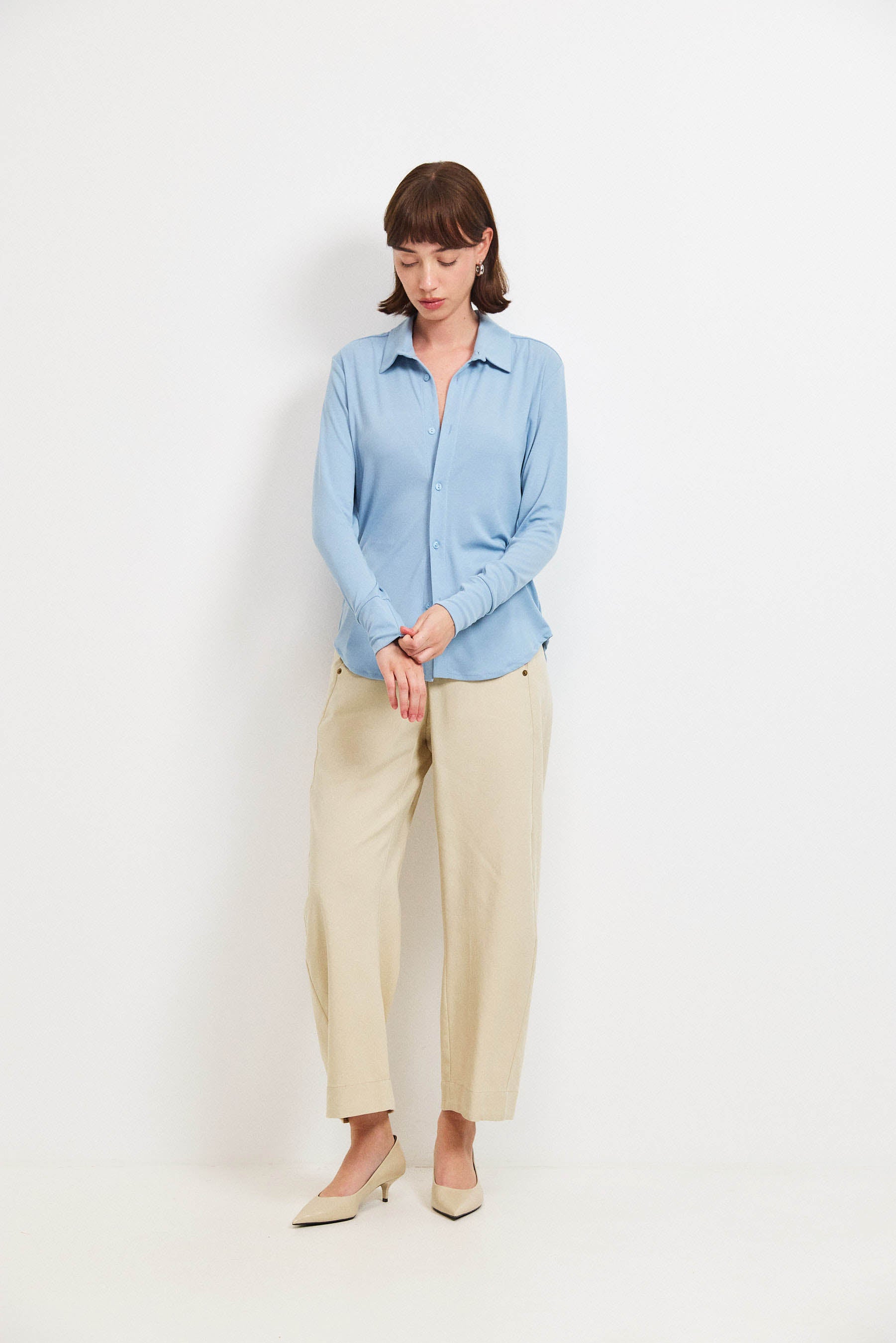 חולצת פָה סריג תכלת