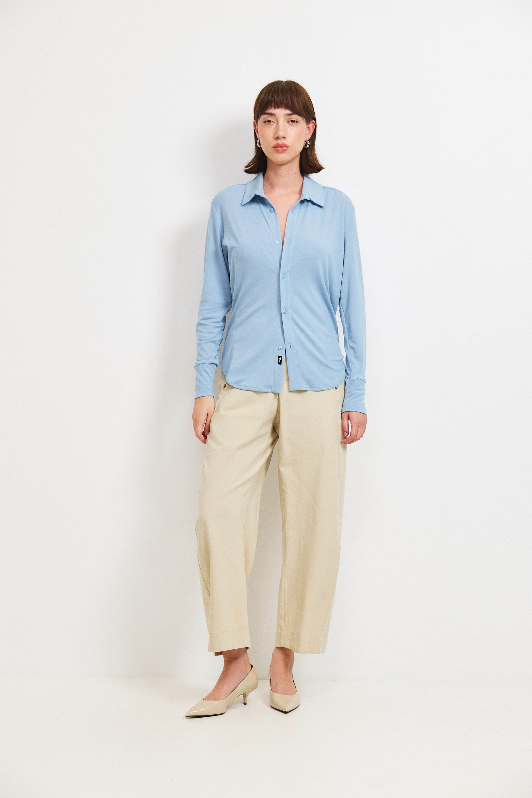 חולצת פָה סריג תכלת