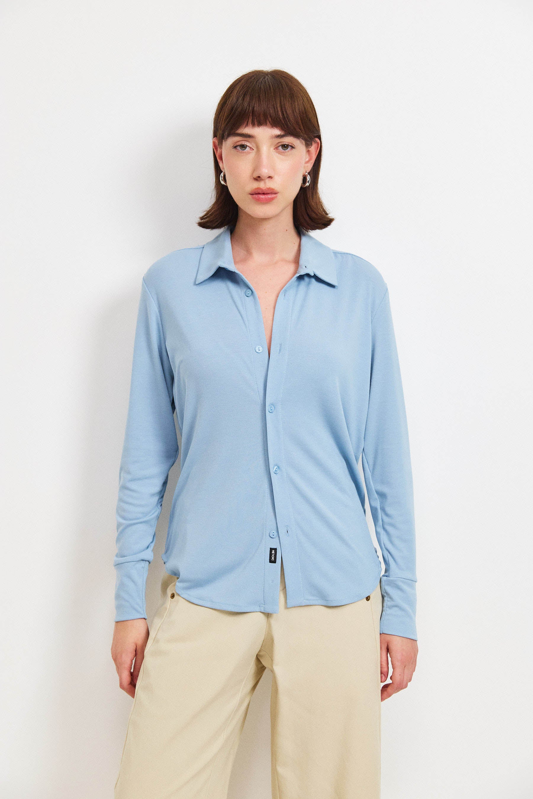 חולצת פָה סריג תכלת