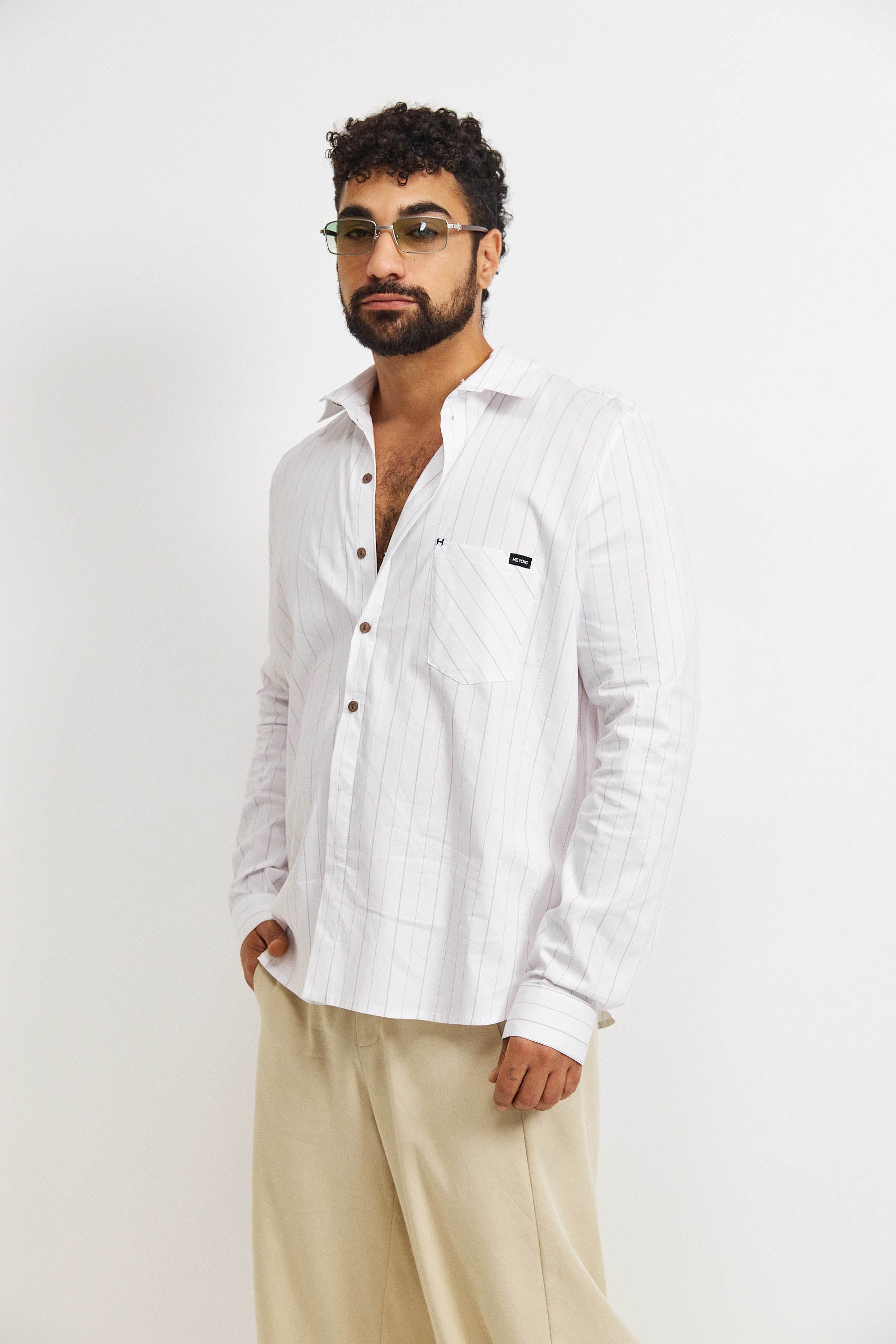 חולצת קאי גבר פסים לבן