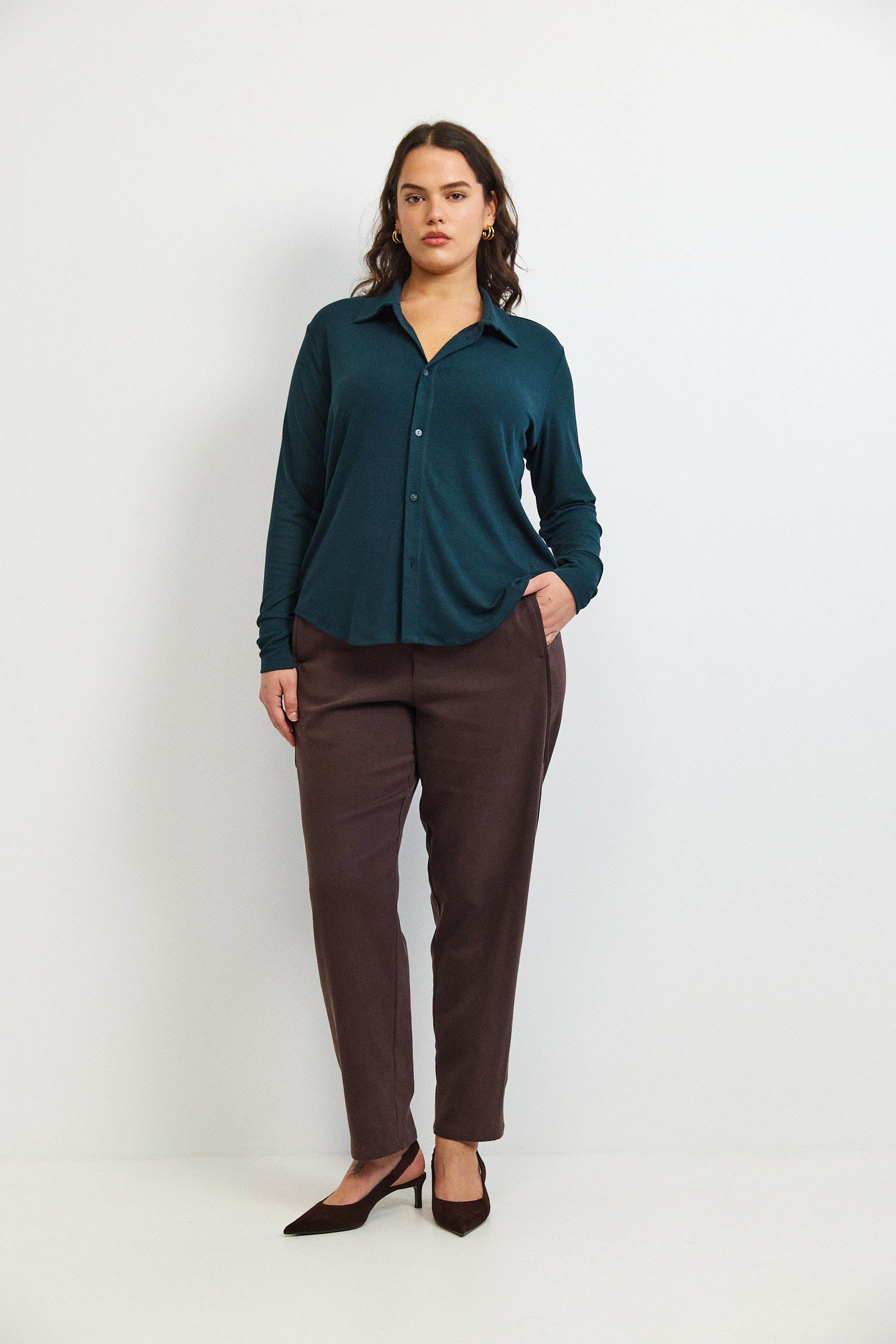 חולצת פָה סריג ירוק כהה