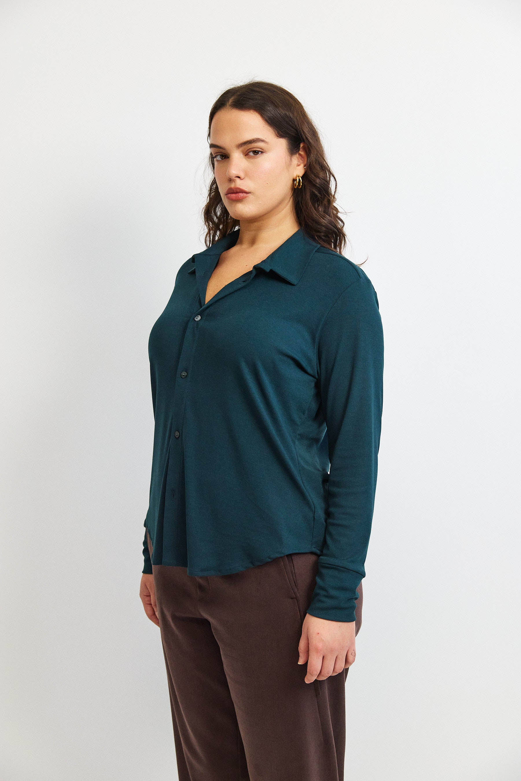 חולצת פָה סריג ירוק כהה