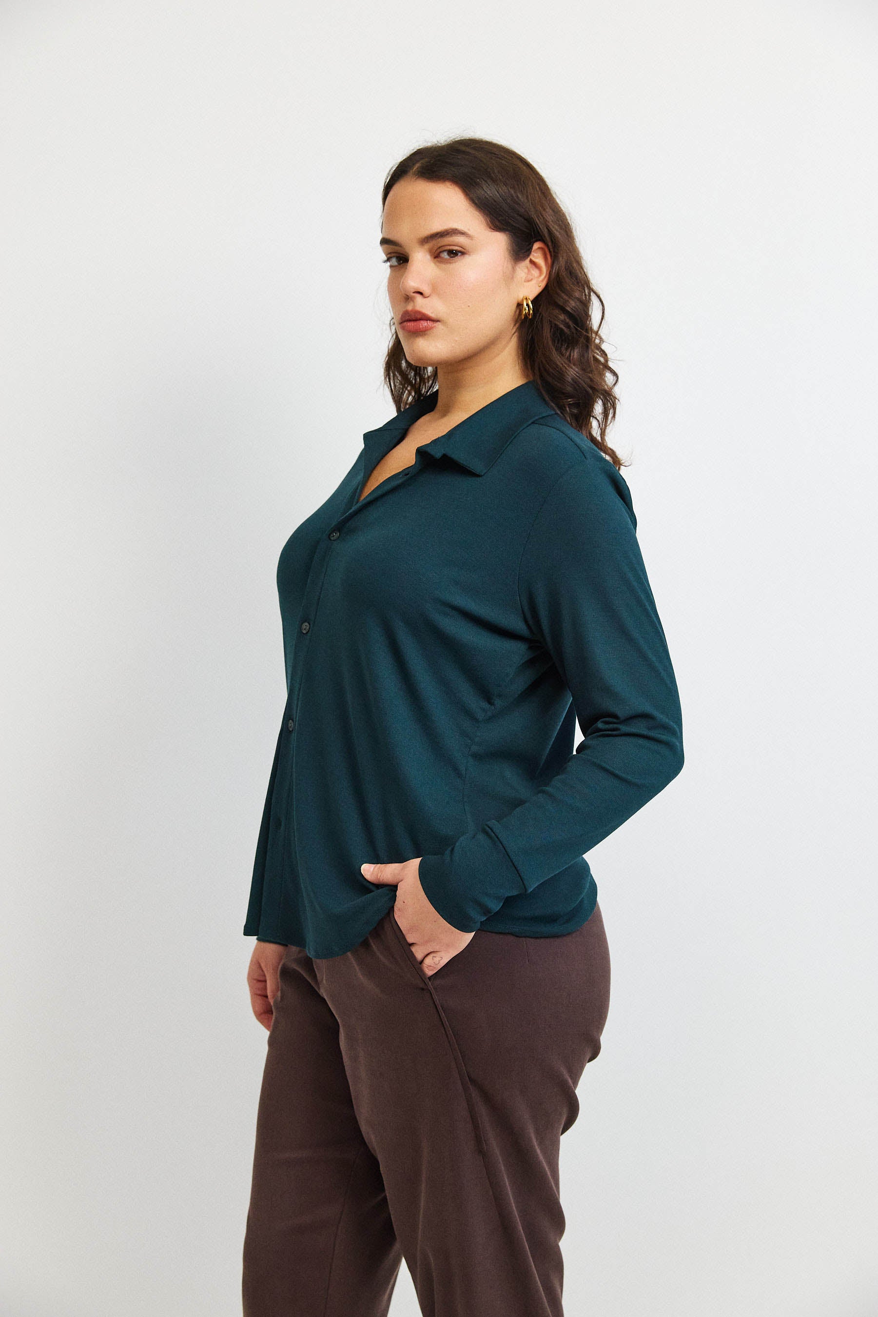 חולצת פָה סריג ירוק כהה