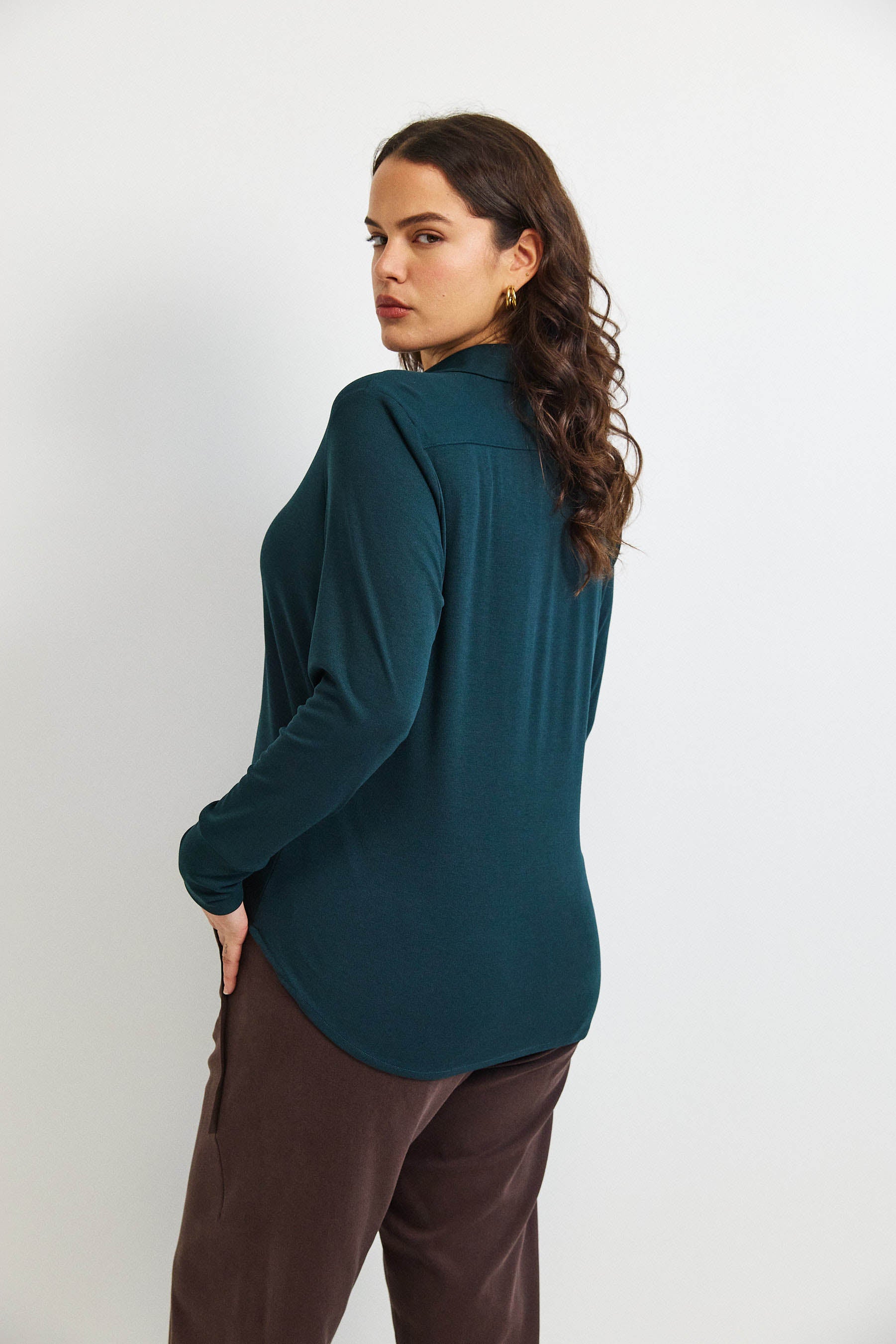 חולצת פָה סריג ירוק כהה