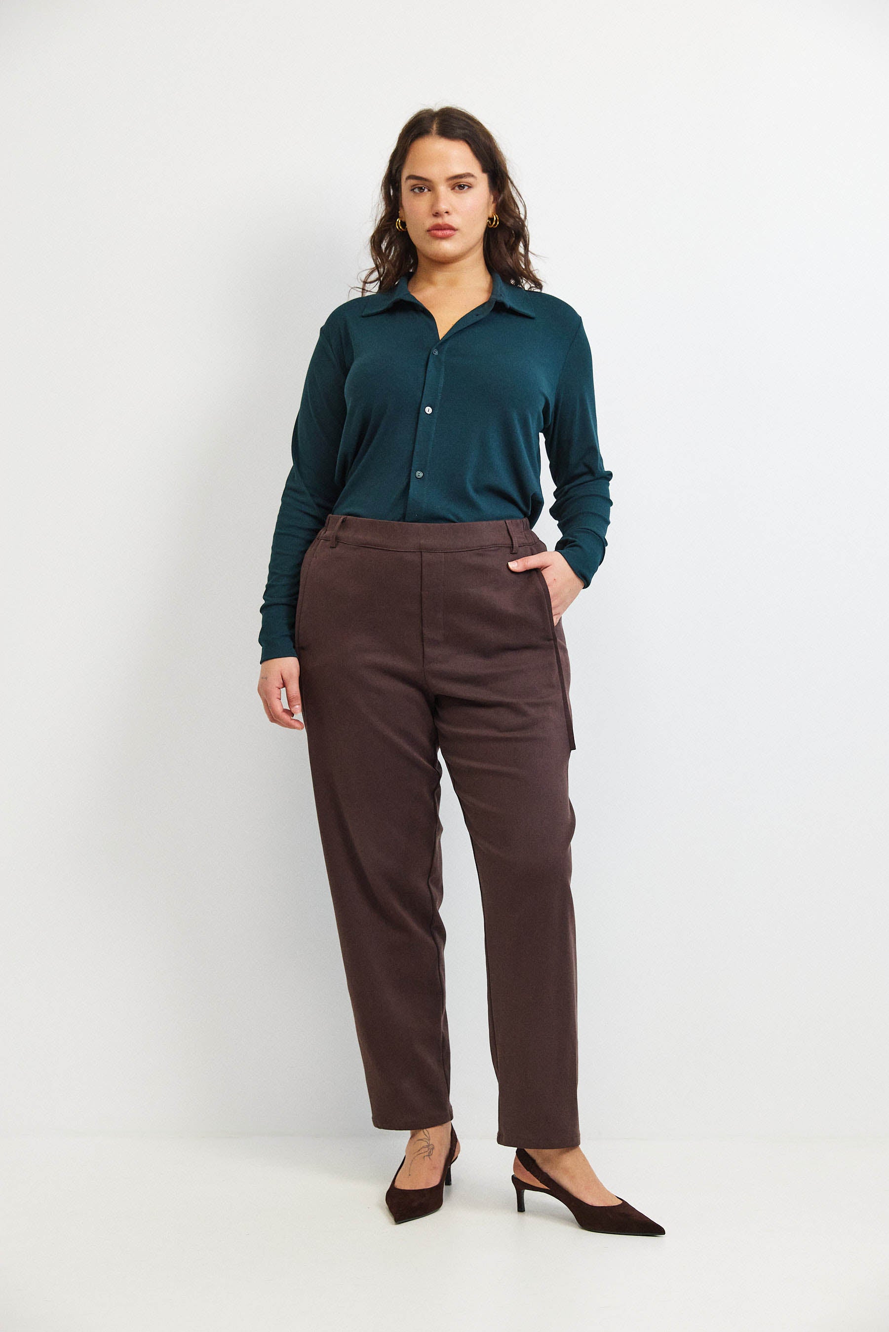 חולצת פָה סריג ירוק כהה