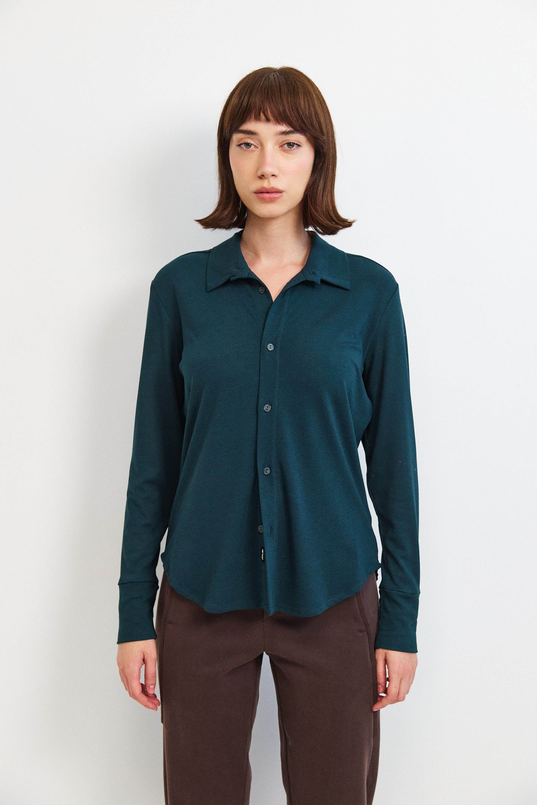 חולצת פָה סריג ירוק כהה