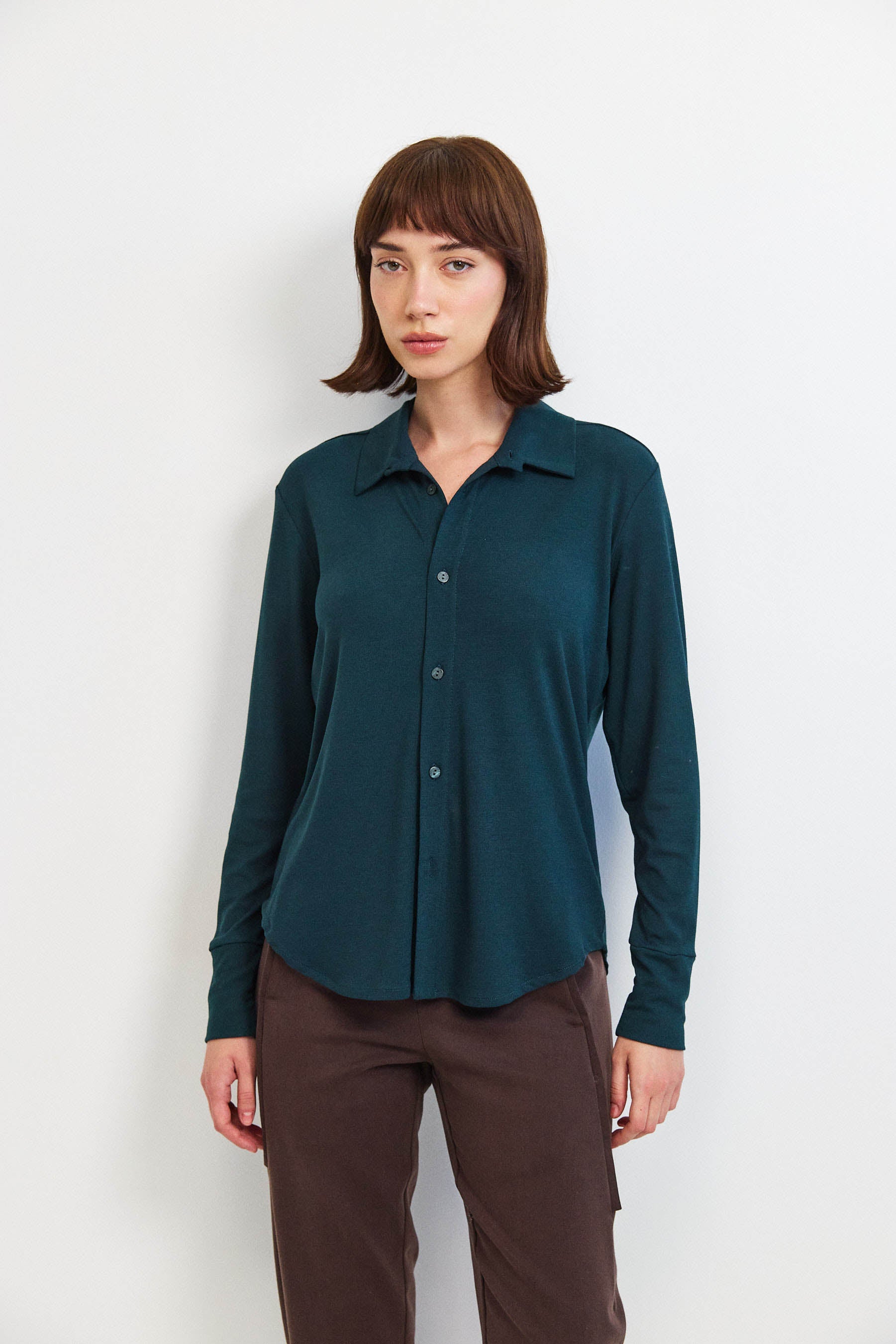 חולצת פָה סריג ירוק כהה