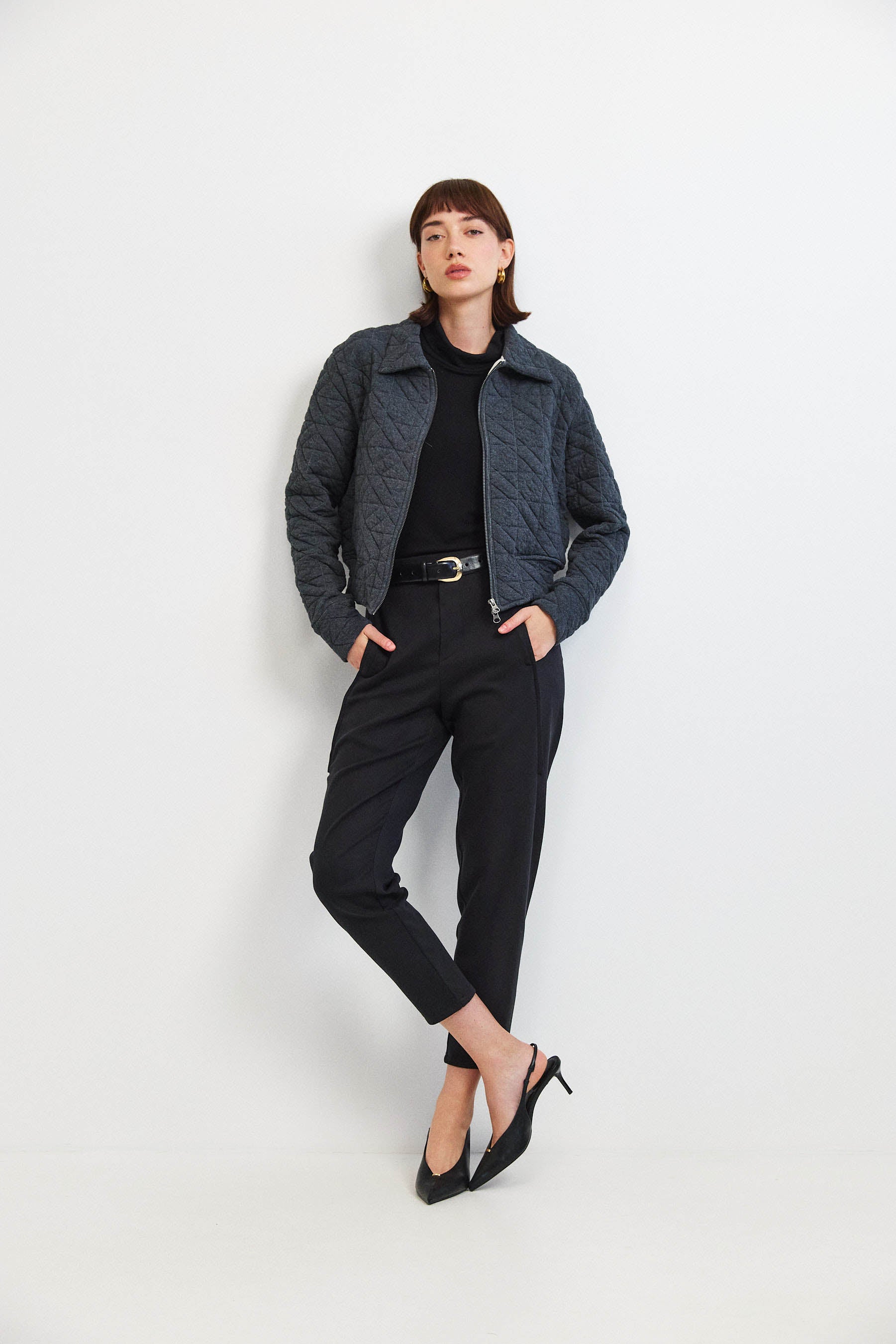 ג'קט קנדי קצר אפור