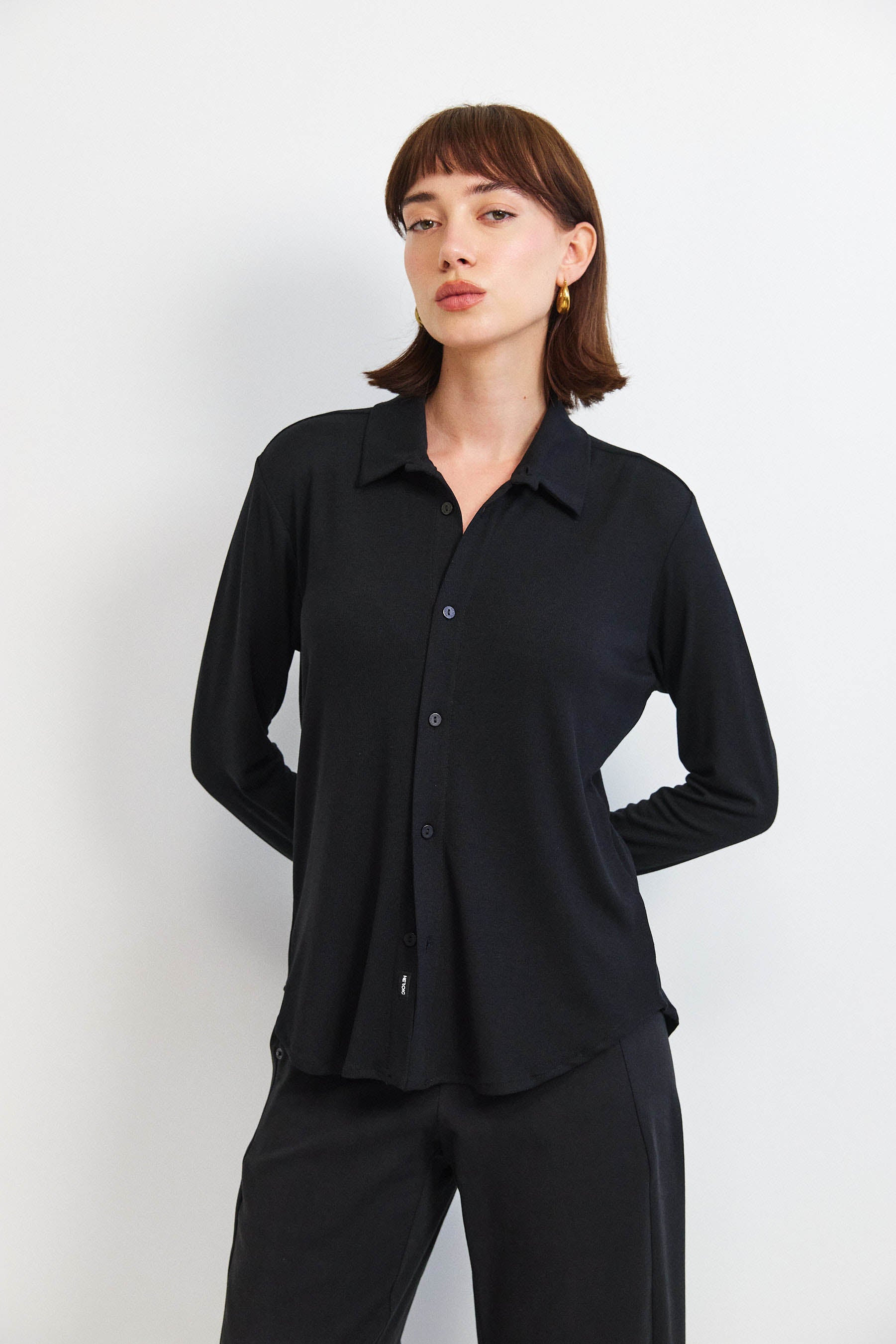 חולצת פָה סריג שחור