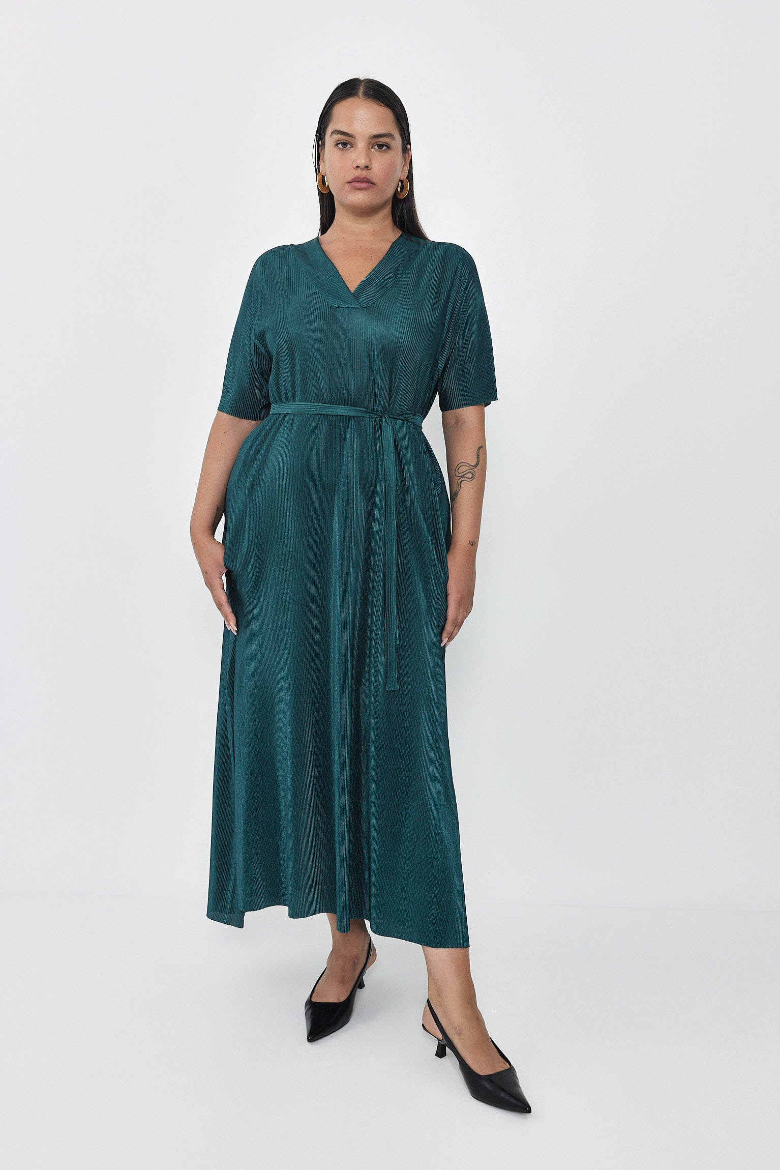 FLARE Dress S24 - Bottle Green