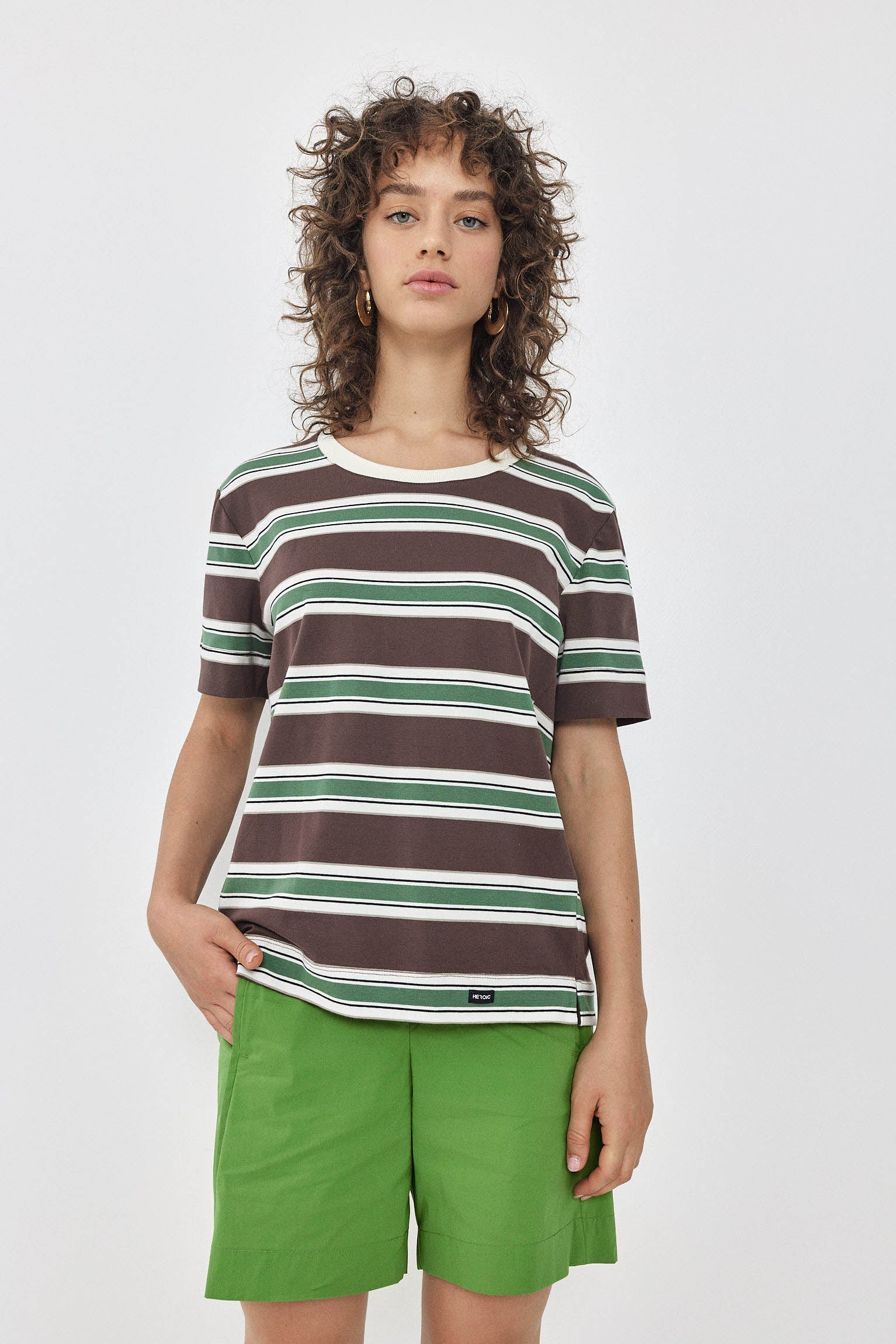 CHER T-Shirt S24 - Brown / Light Green