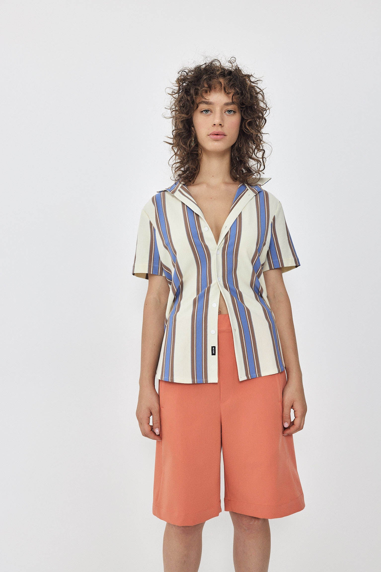 SHORT KAI Shirt S24 - Cream / Coffee