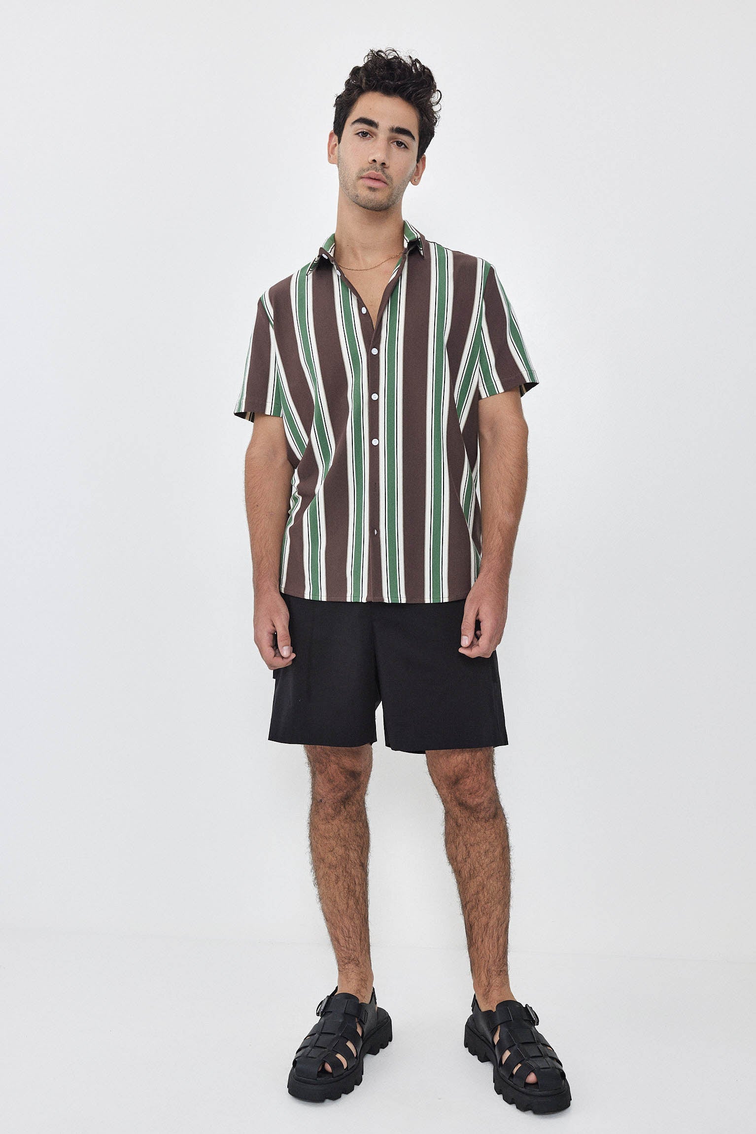 SHORT KAI Shirt S24 (XS-XL) - Brown / Light Green