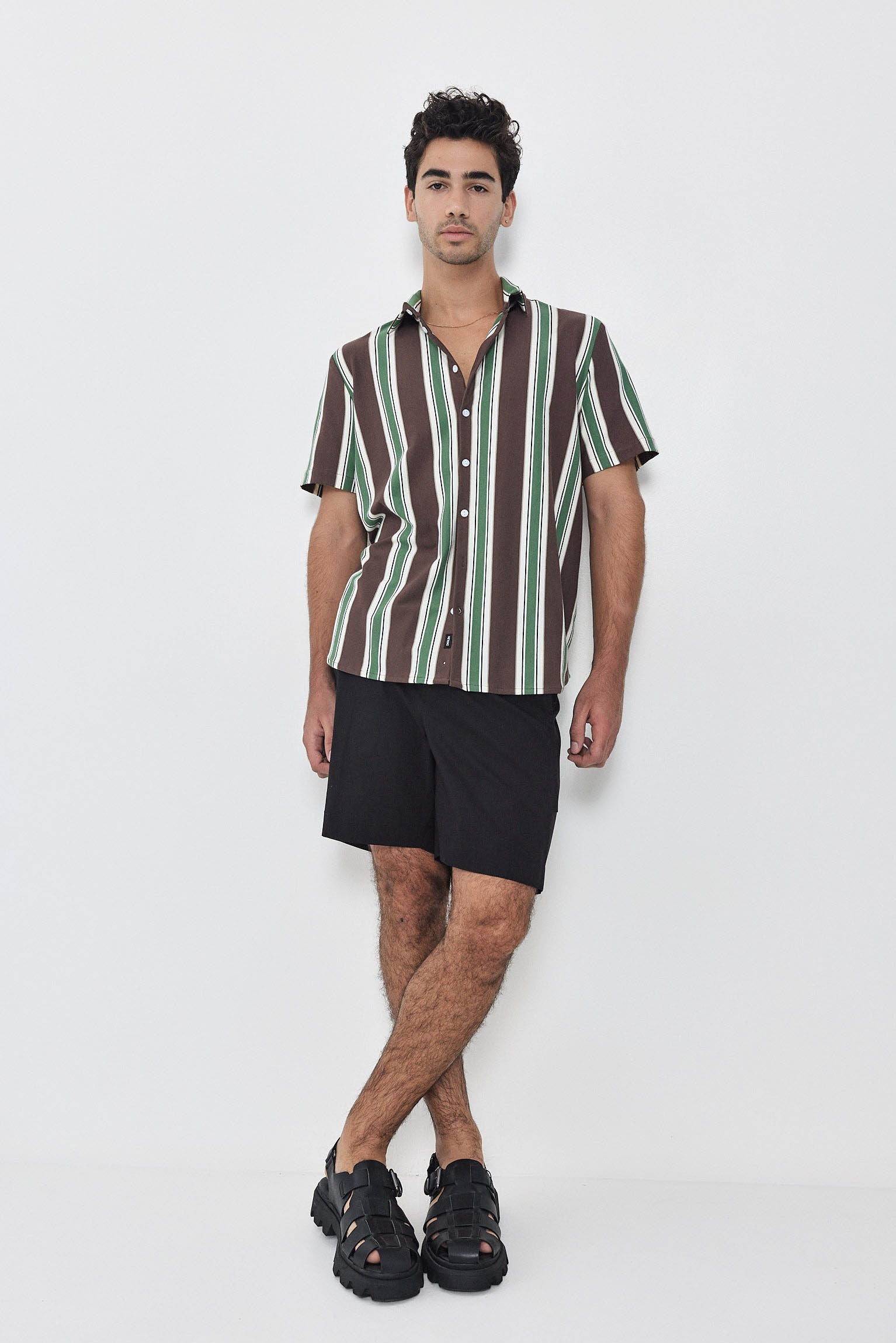SHORT KAI Shirt S24 (XS-XL) - Brown / Light Green