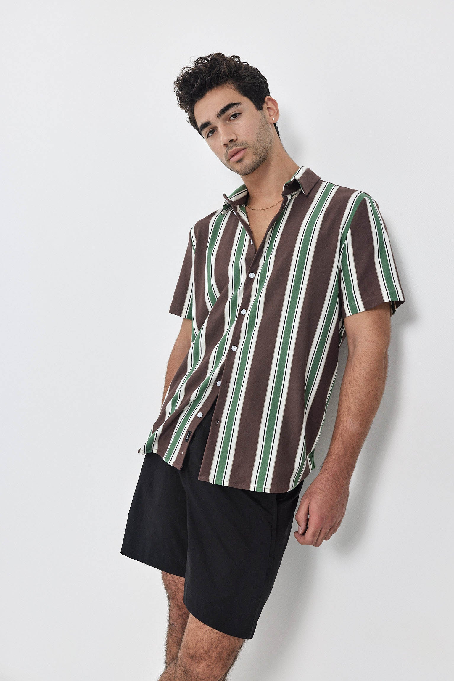 SHORT KAI Shirt S24 (XS-XL) - Brown / Light Green