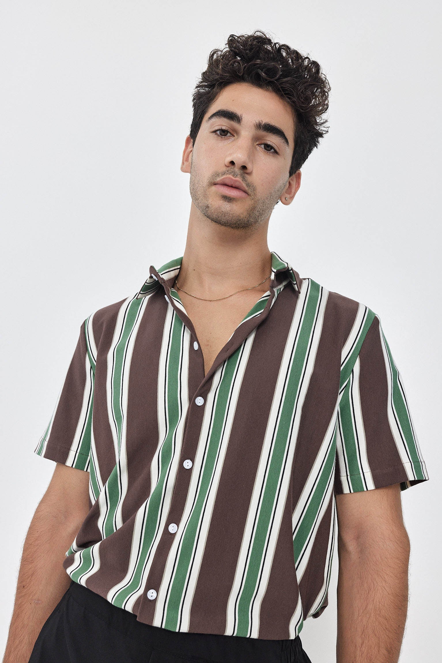 SHORT KAI Shirt S24 (XS-XL) - Brown / Light Green