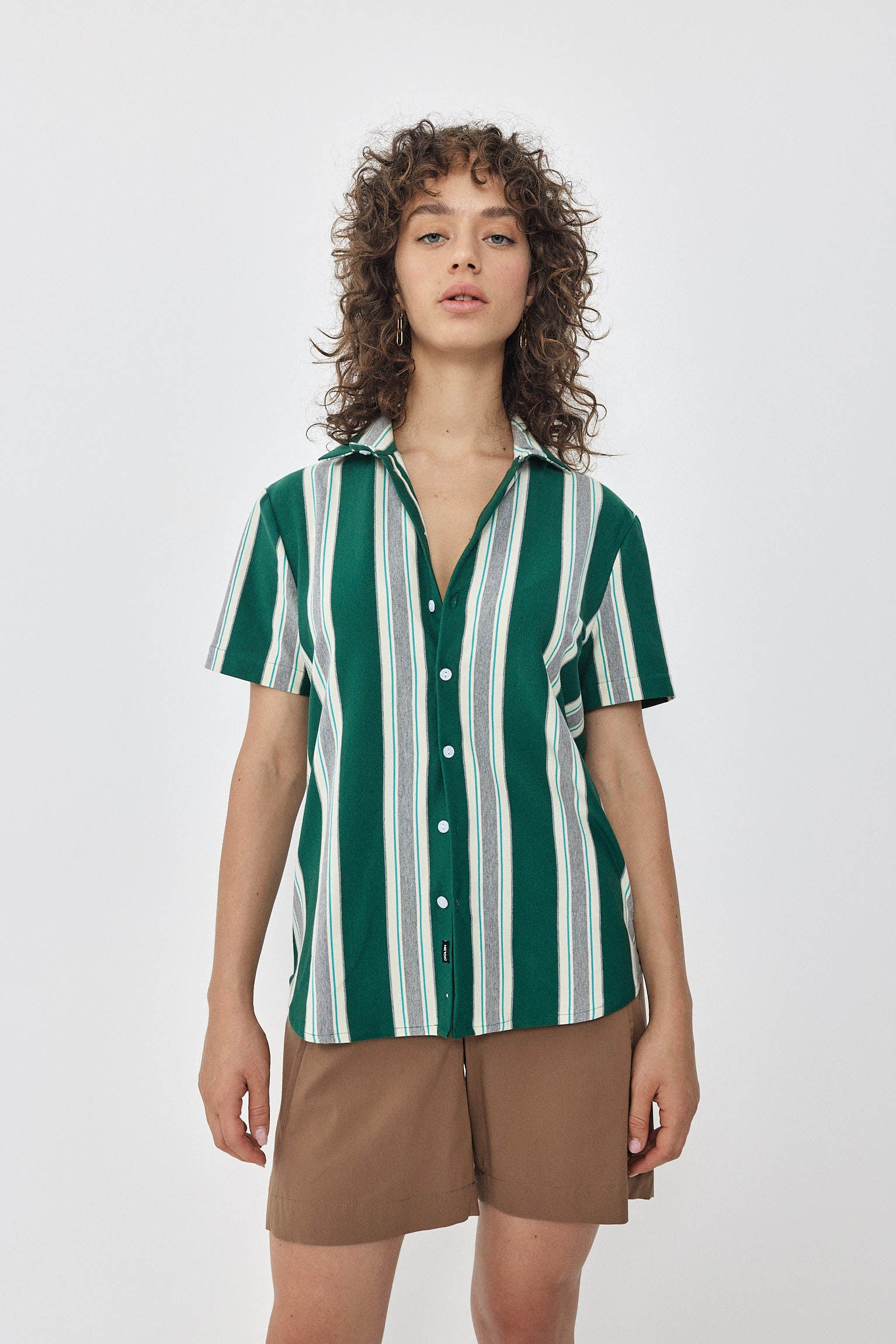 SHORT KAI Shirt S24 - Green / Cream