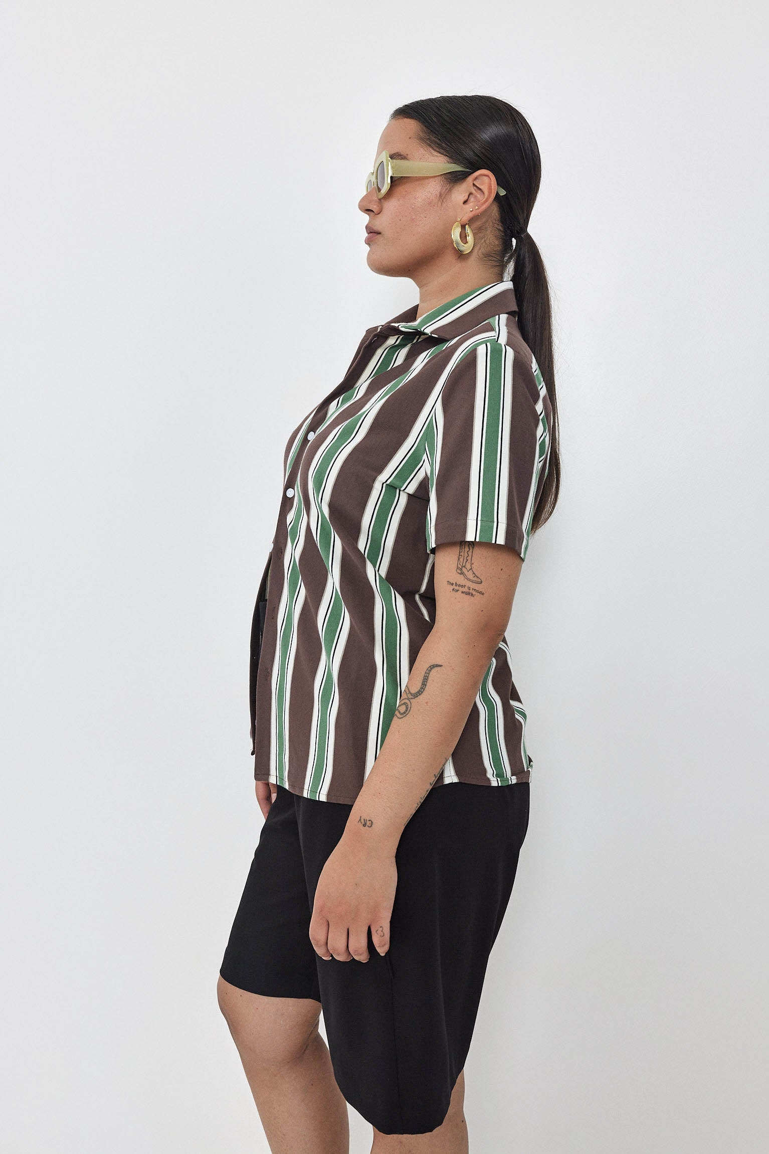 SHORT KAI Shirt S24 - Brown / Light Green