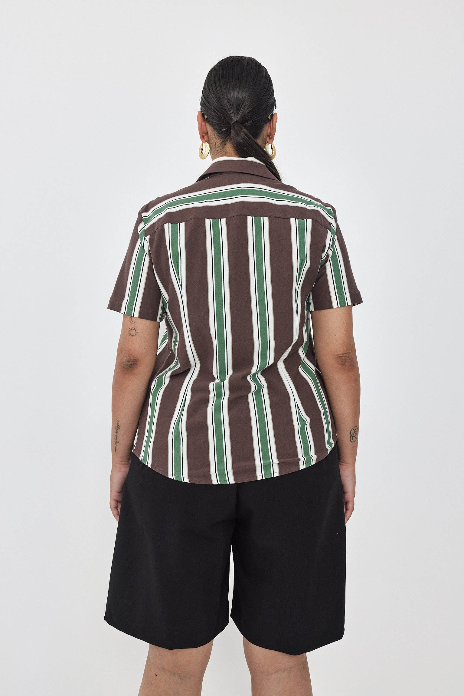 SHORT KAI Shirt S24 - Brown / Light Green