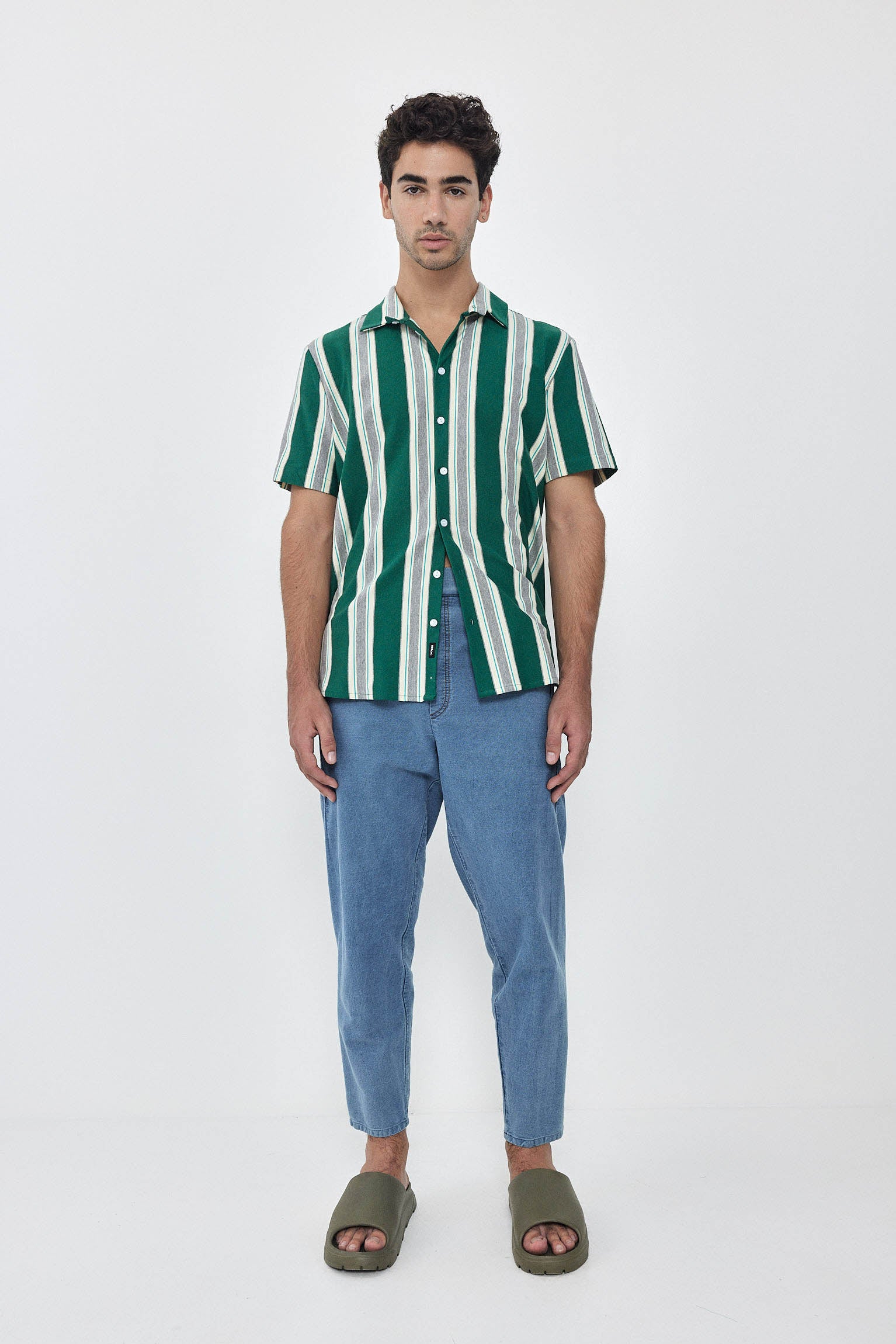 SHORT KAI Shirt S24 (XS-XL) - Green / Cream