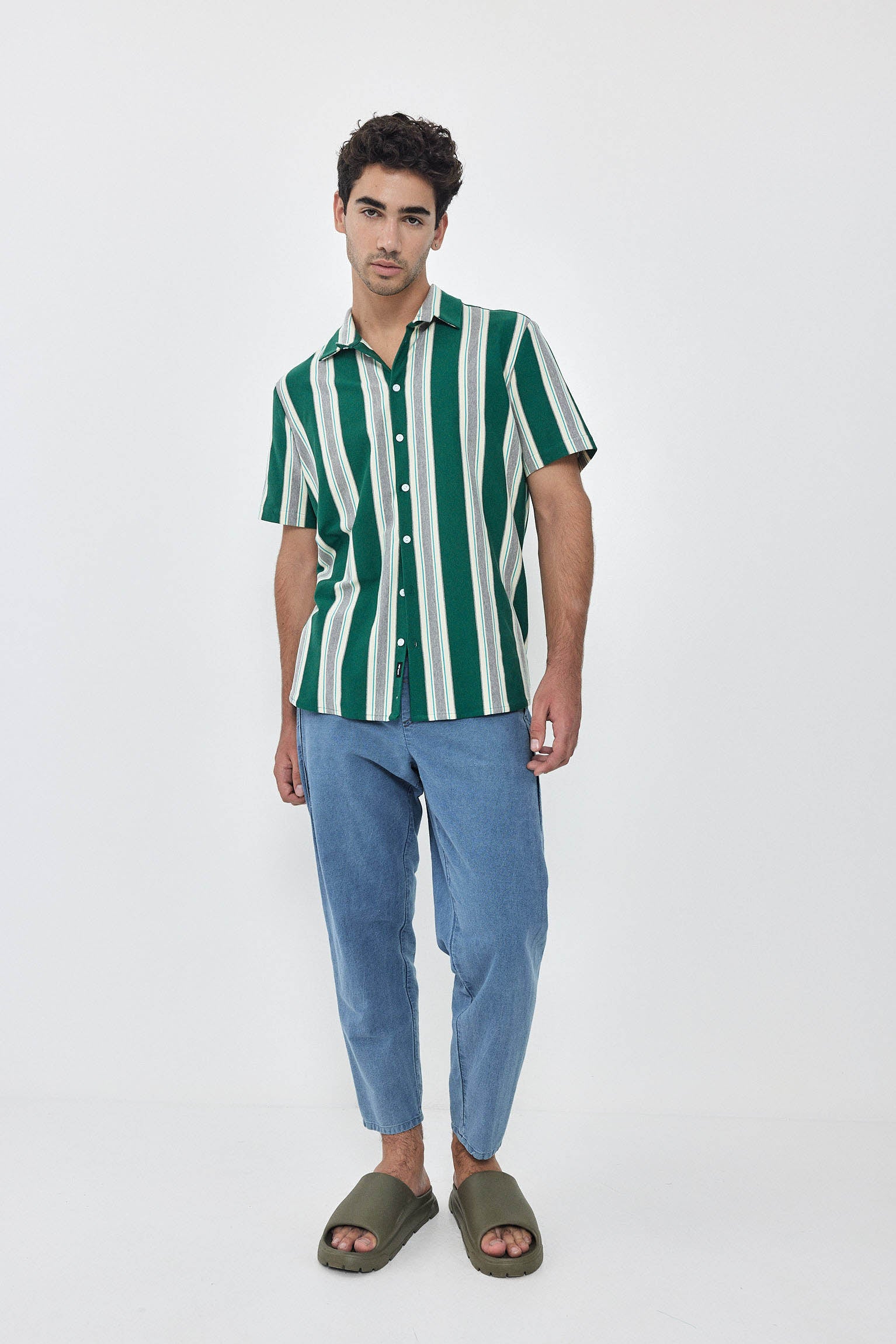SHORT KAI Shirt S24 (XS-XL) - Green / Cream