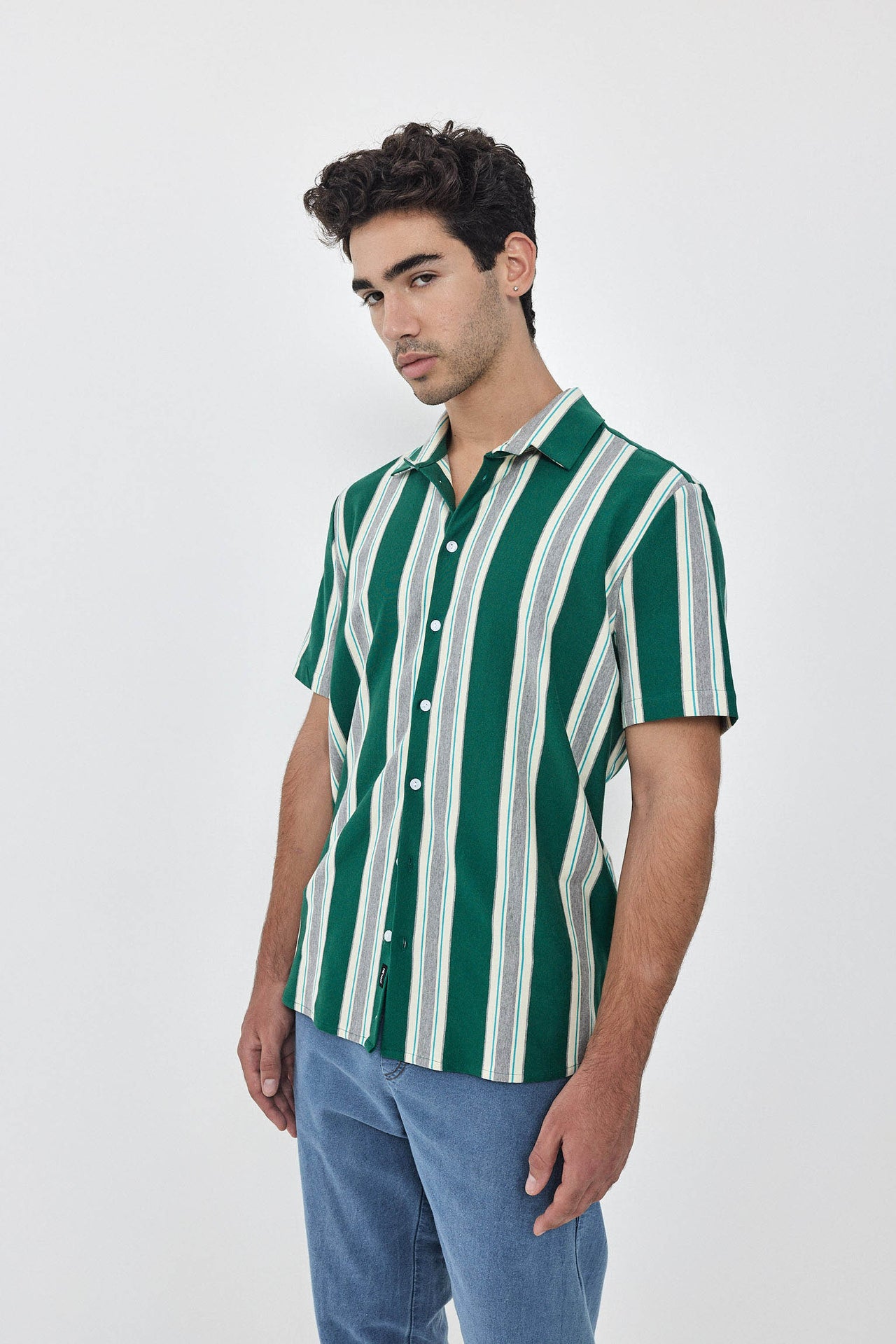 SHORT KAI Shirt S24 (XS-XL) - Green / Cream