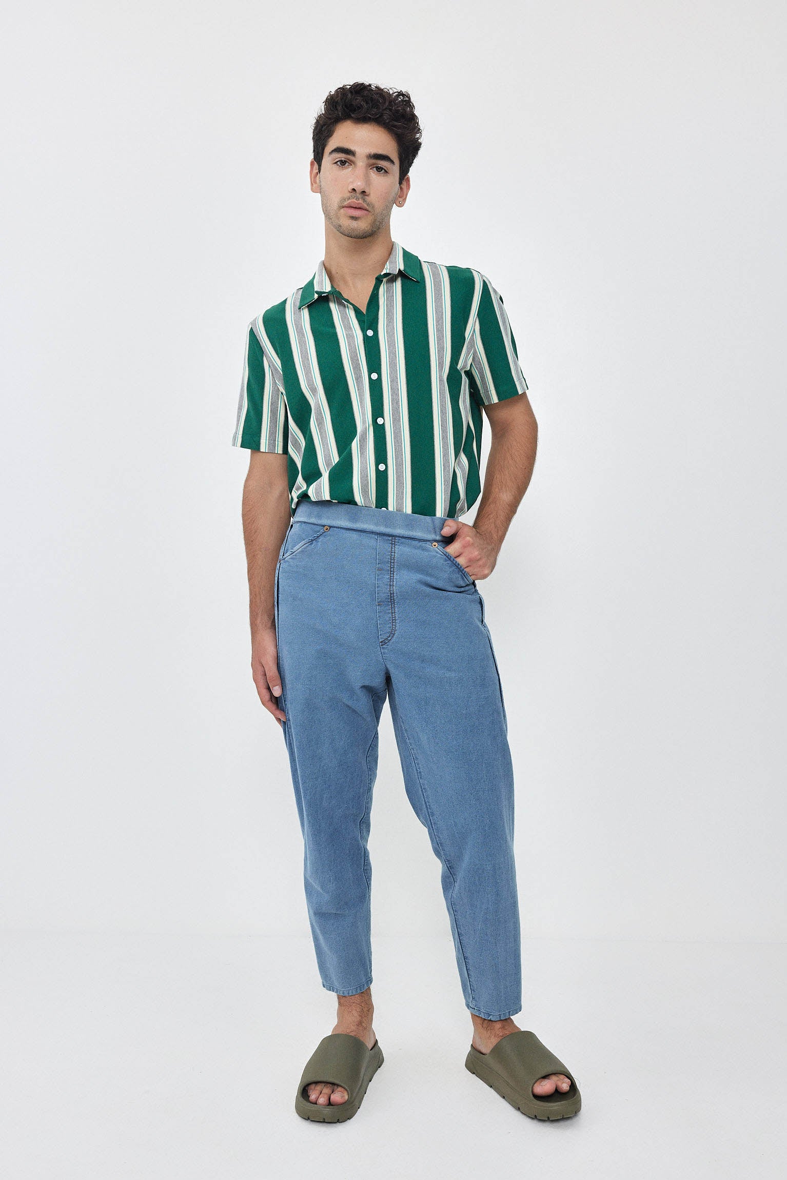SHORT KAI Shirt S24 (XS-XL) - Green / Cream