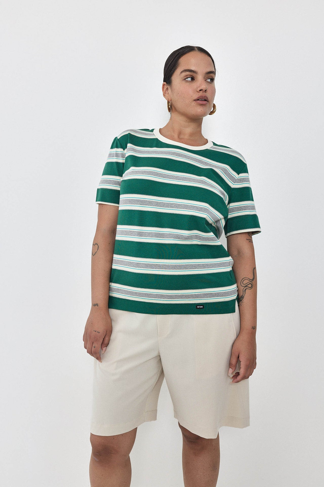 CHER T-Shirt S24 (2-3) - Green / Cream